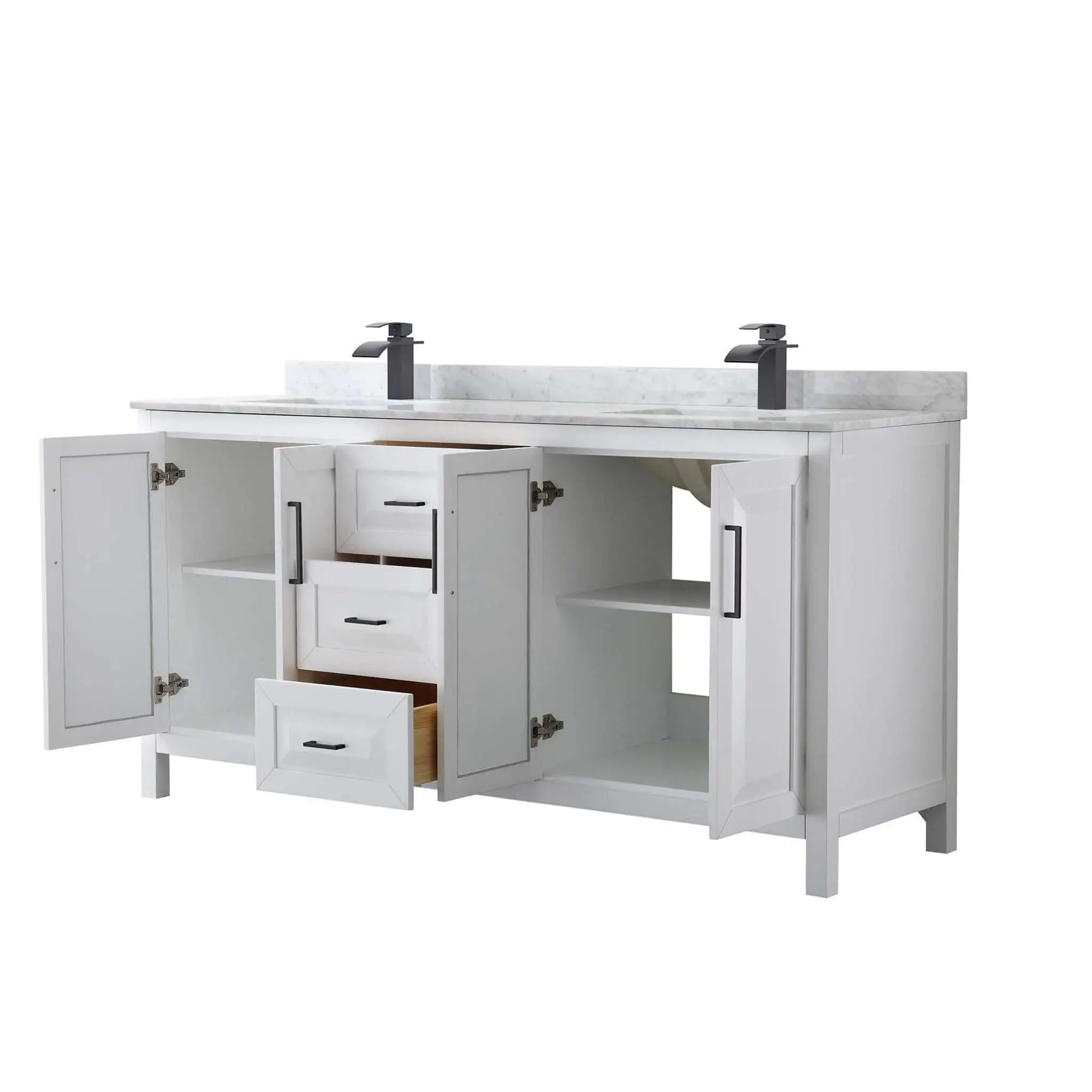 72" Daria Double Bathroom Vanity in White with Matte Black Trim by Wyndham