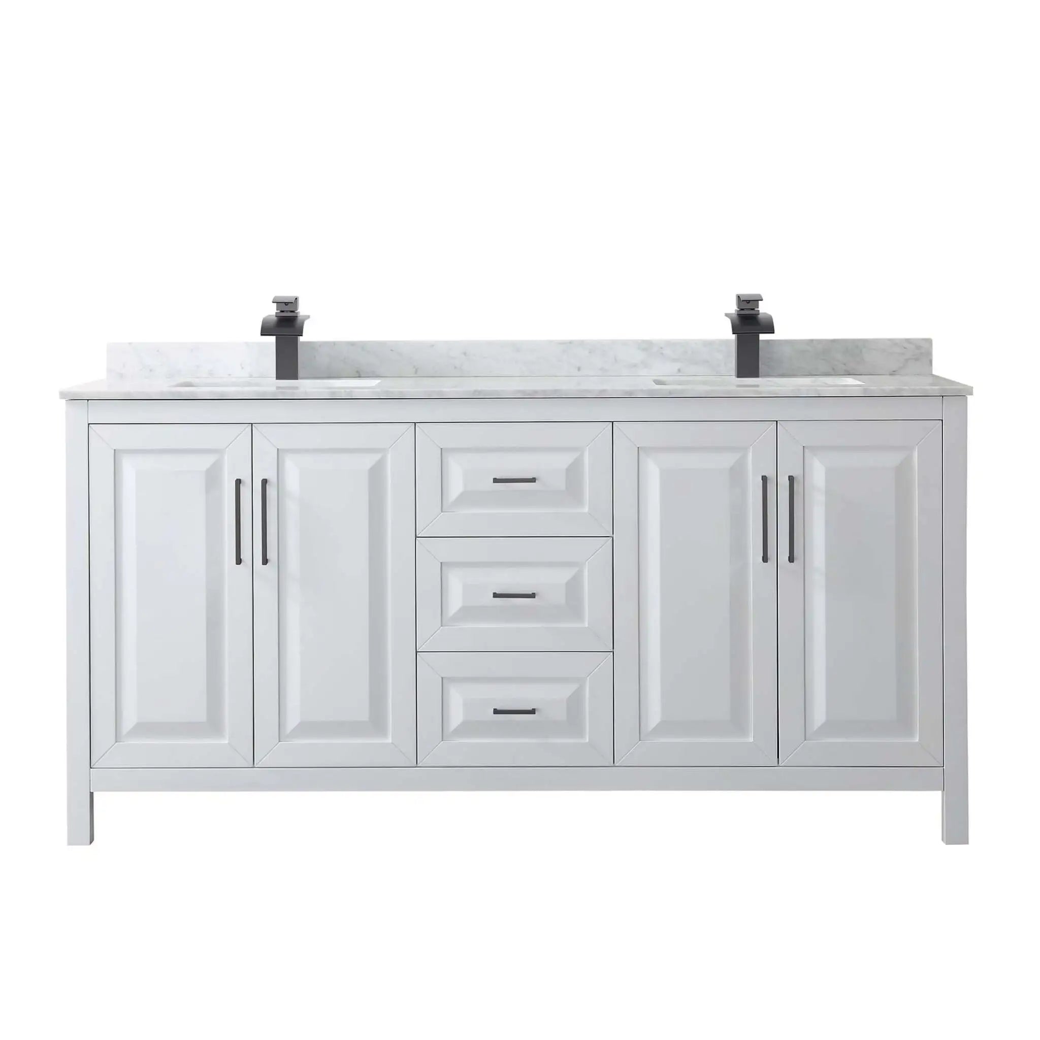 72" Daria Double Bathroom Vanity in White with Matte Black Trim by Wyndham