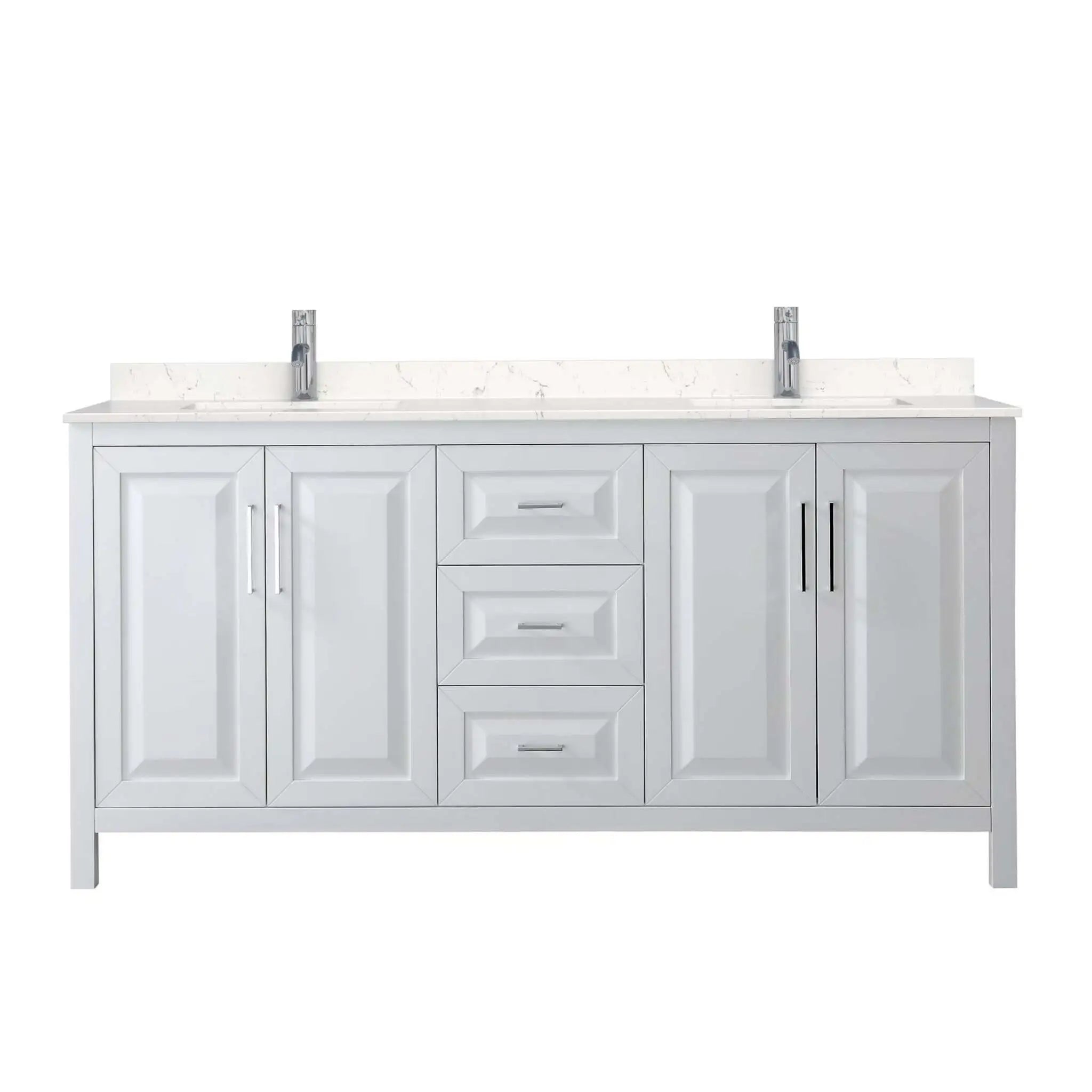 72" Daria Double Bathroom Vanity in White with Polished Chrome Trim by Wyndham