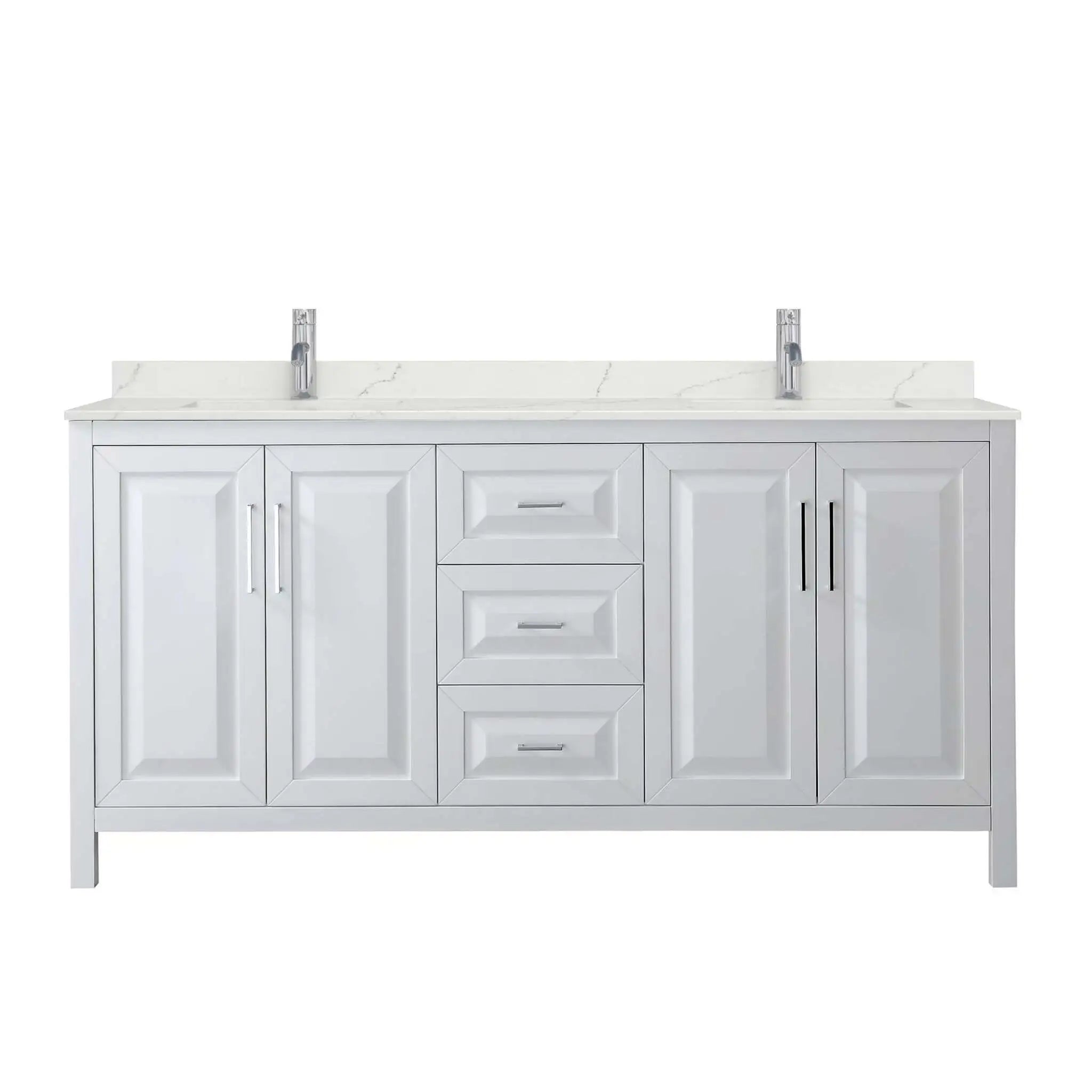 72" Daria Double Bathroom Vanity in White with Polished Chrome Trim by Wyndham
