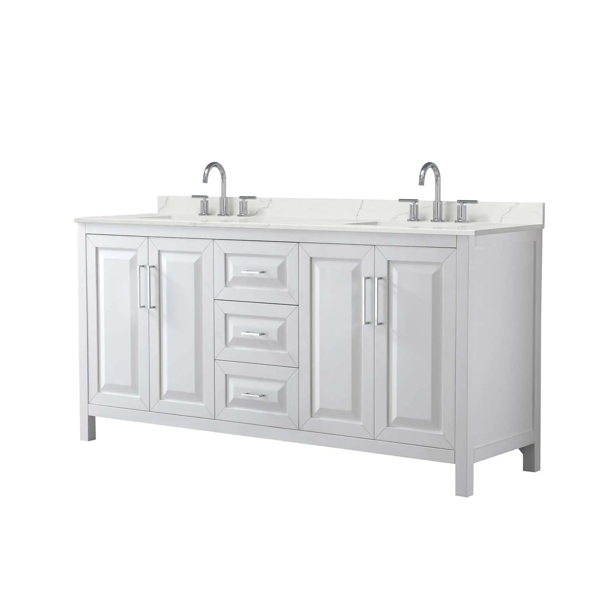 72" Daria Double Bathroom Vanity in White with Polished Chrome Trim by Wyndham