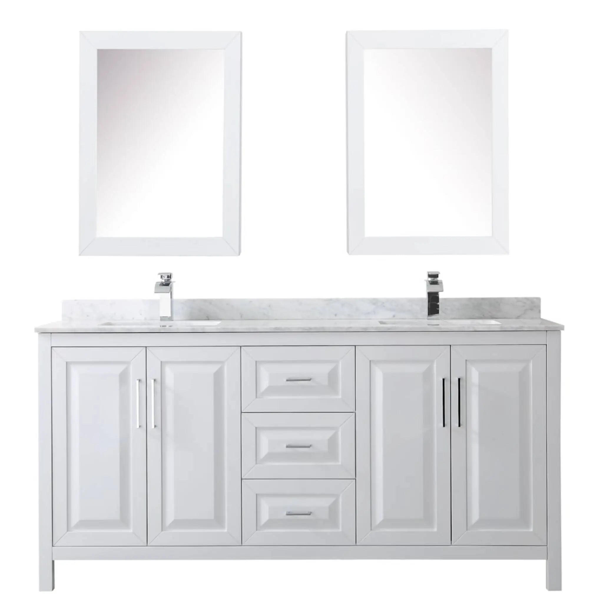 72" Daria Double Bathroom Vanity in White with Polished Chrome Trim & Medicine Cabinet by Wyndham