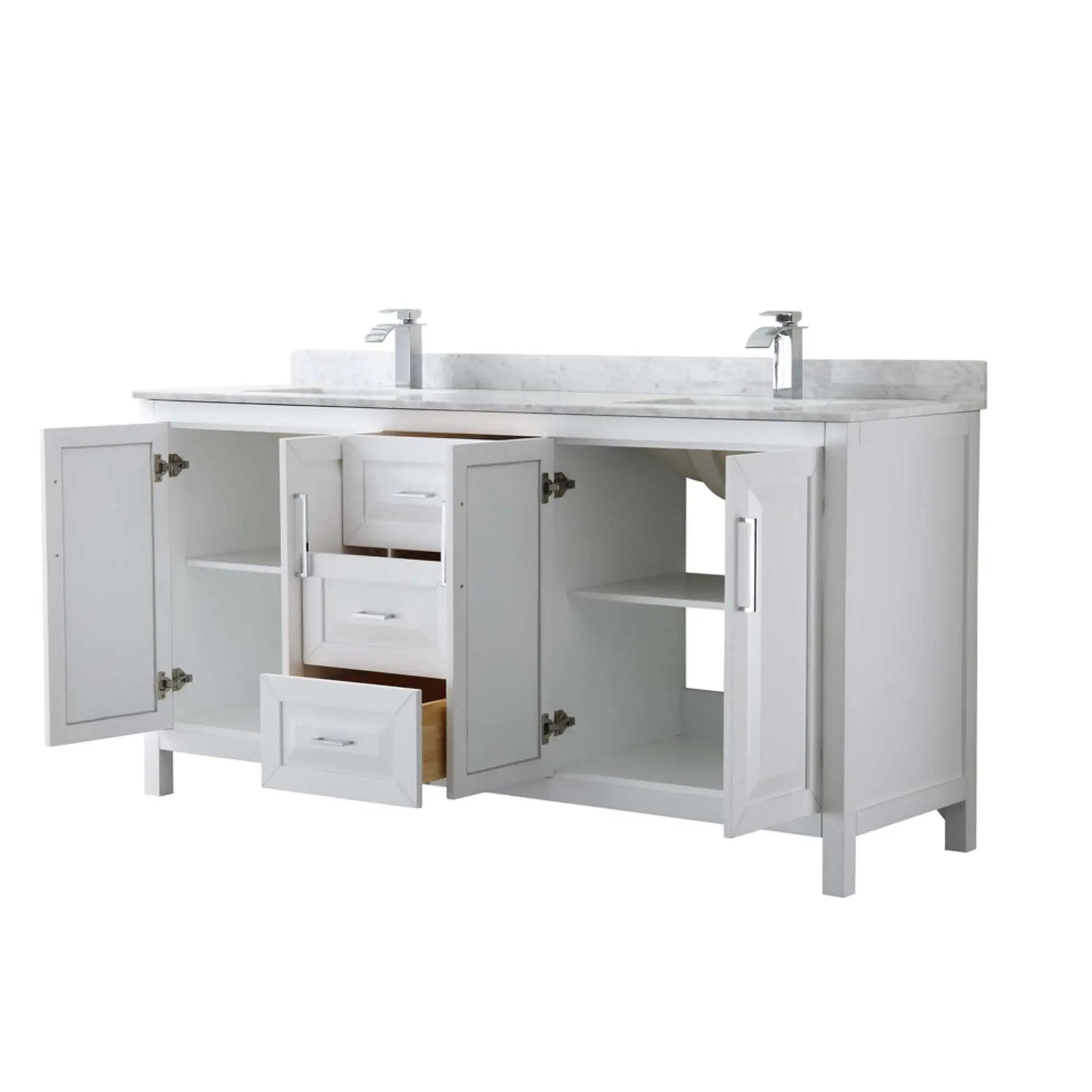 72" Daria Double Bathroom Vanity in White with Polished Chrome Trim by Wyndham