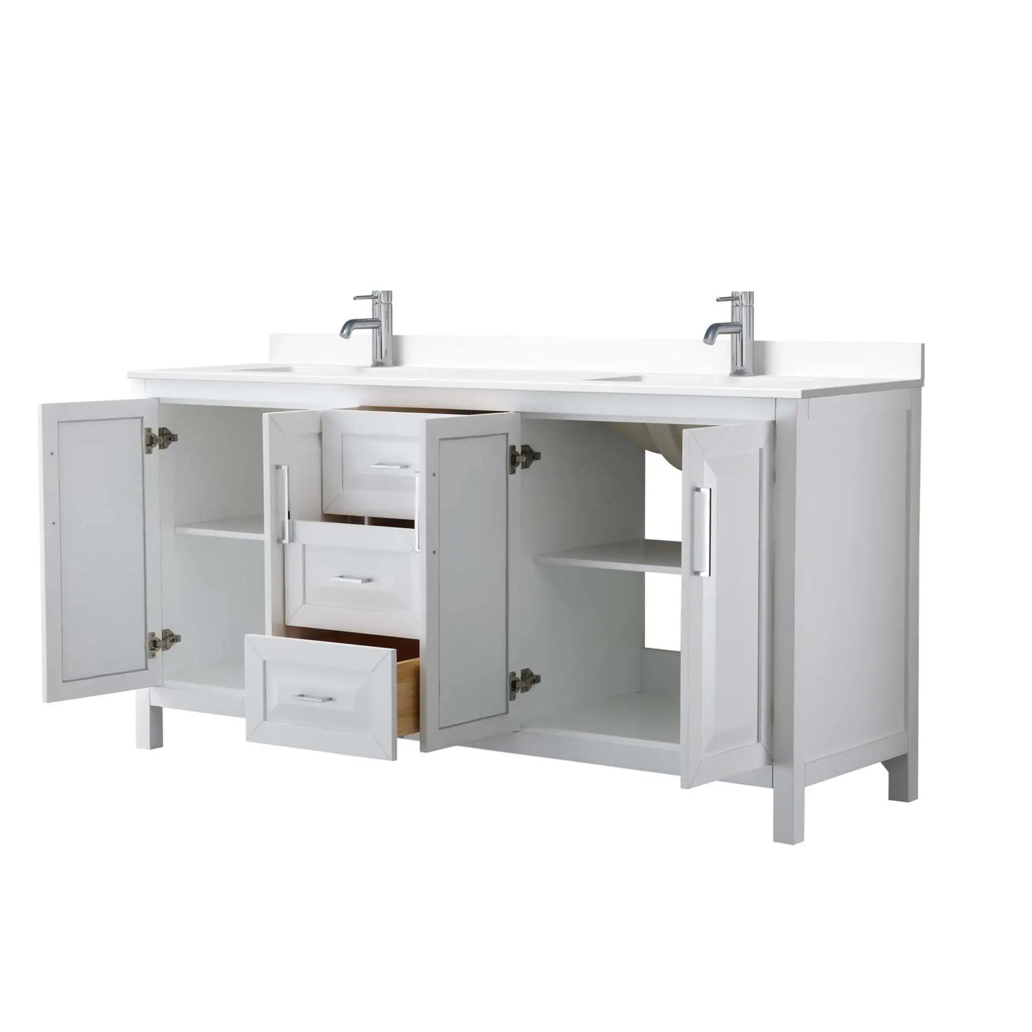 72" Daria Double Bathroom Vanity in White with Polished Chrome Trim by Wyndham