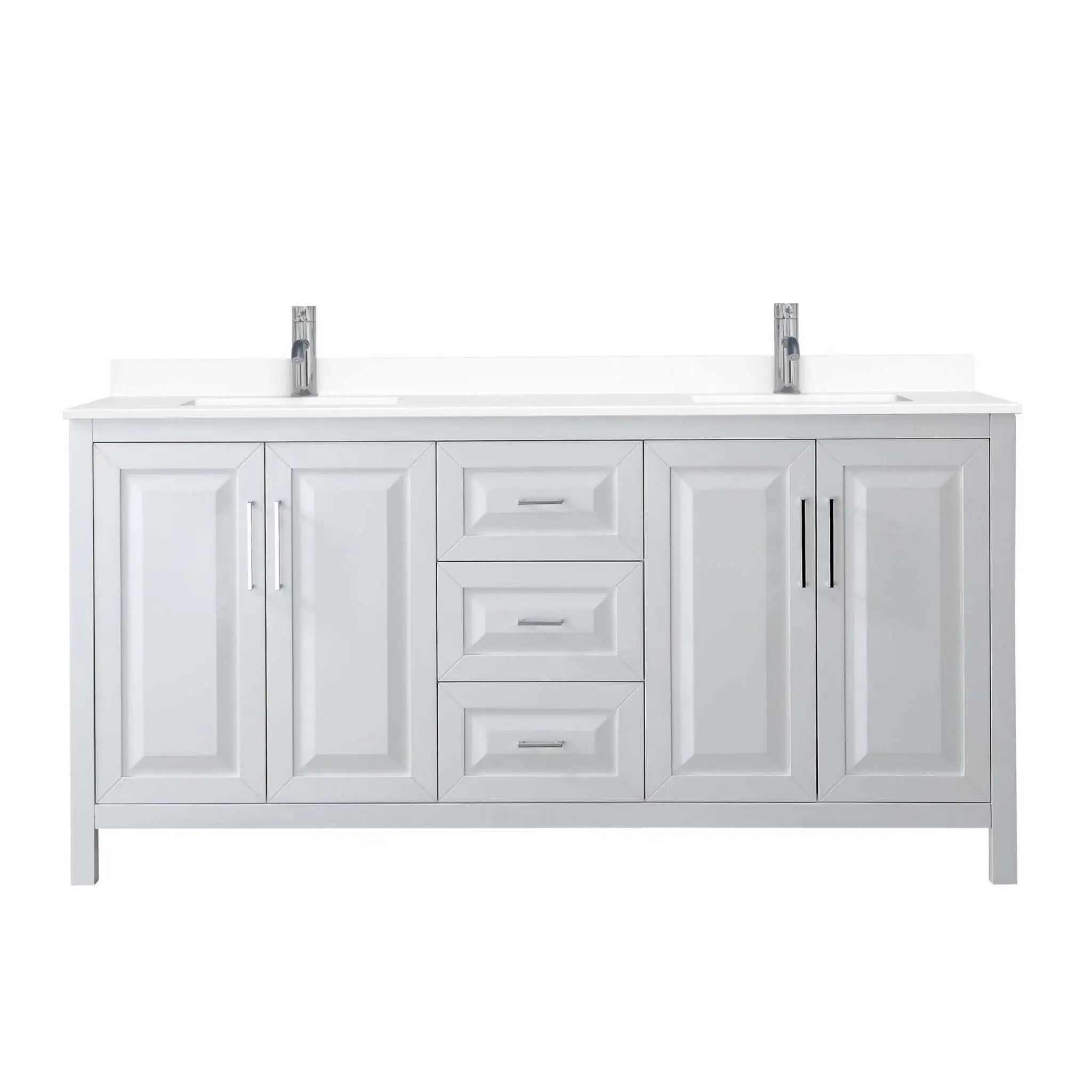 72" Daria Double Bathroom Vanity in White with Polished Chrome Trim by Wyndham