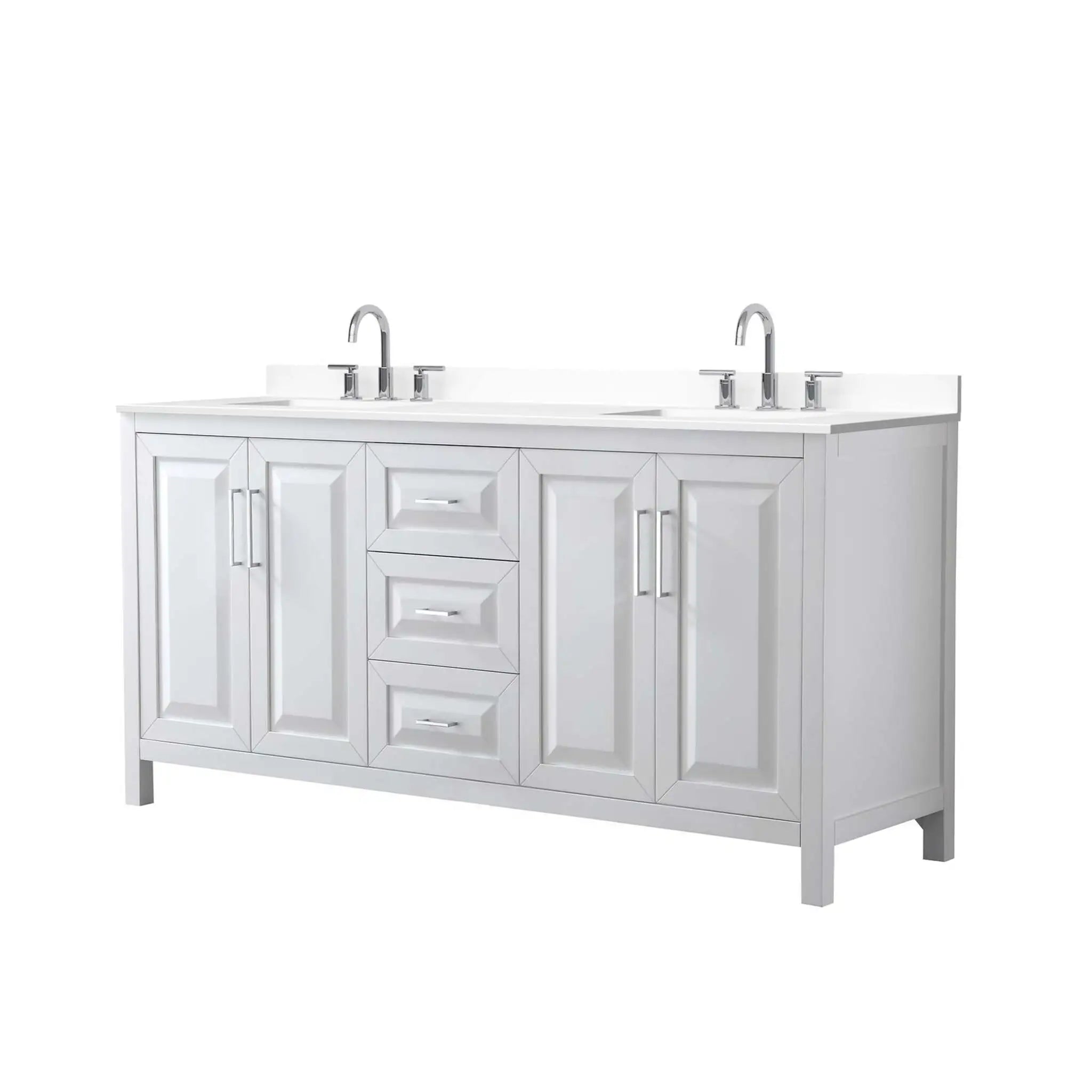 72" Daria Double Bathroom Vanity in White with Polished Chrome Trim by Wyndham