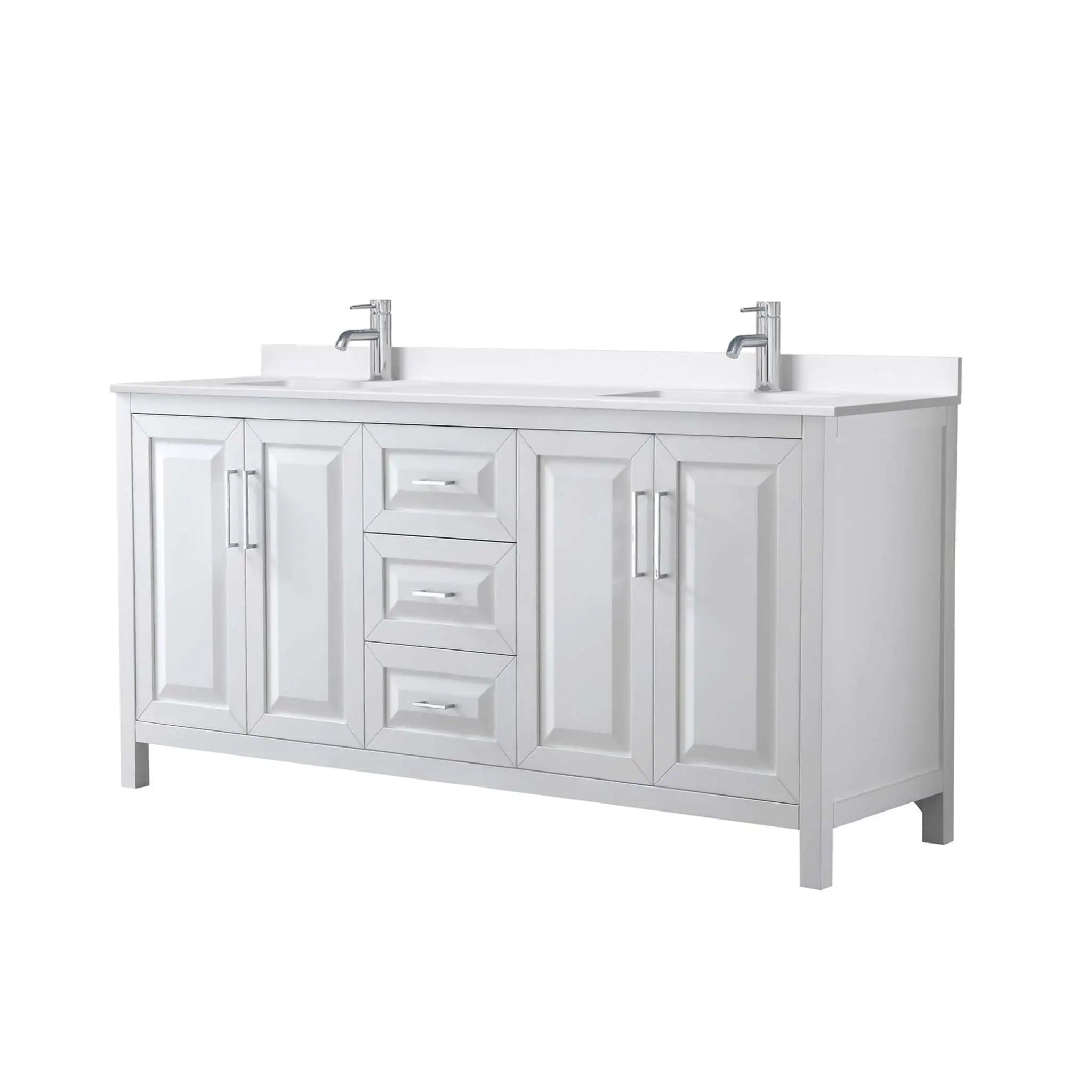 72" Daria Double Bathroom Vanity in White with Polished Chrome Trim by Wyndham