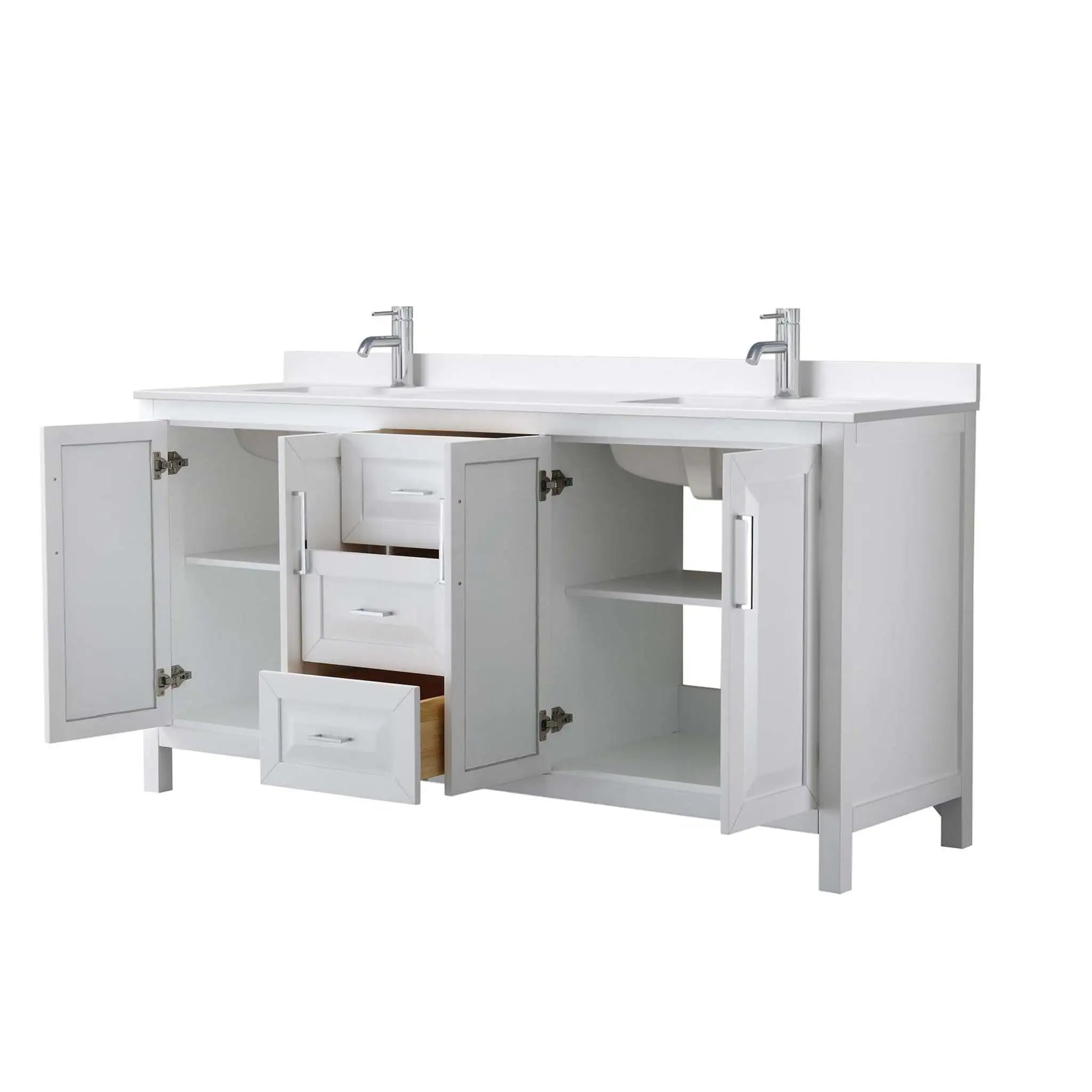 72" Daria Double Bathroom Vanity in White with Polished Chrome Trim by Wyndham