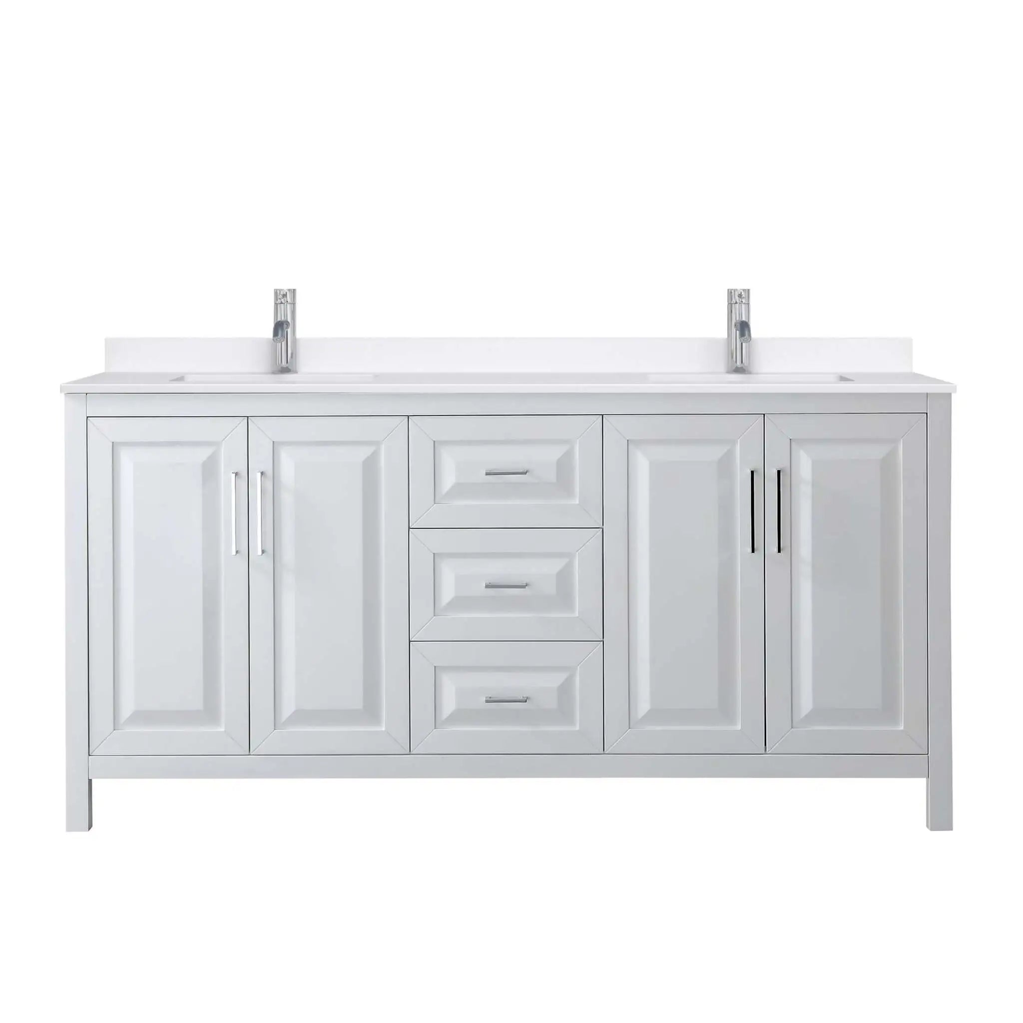 72" Daria Double Bathroom Vanity in White with Polished Chrome Trim by Wyndham