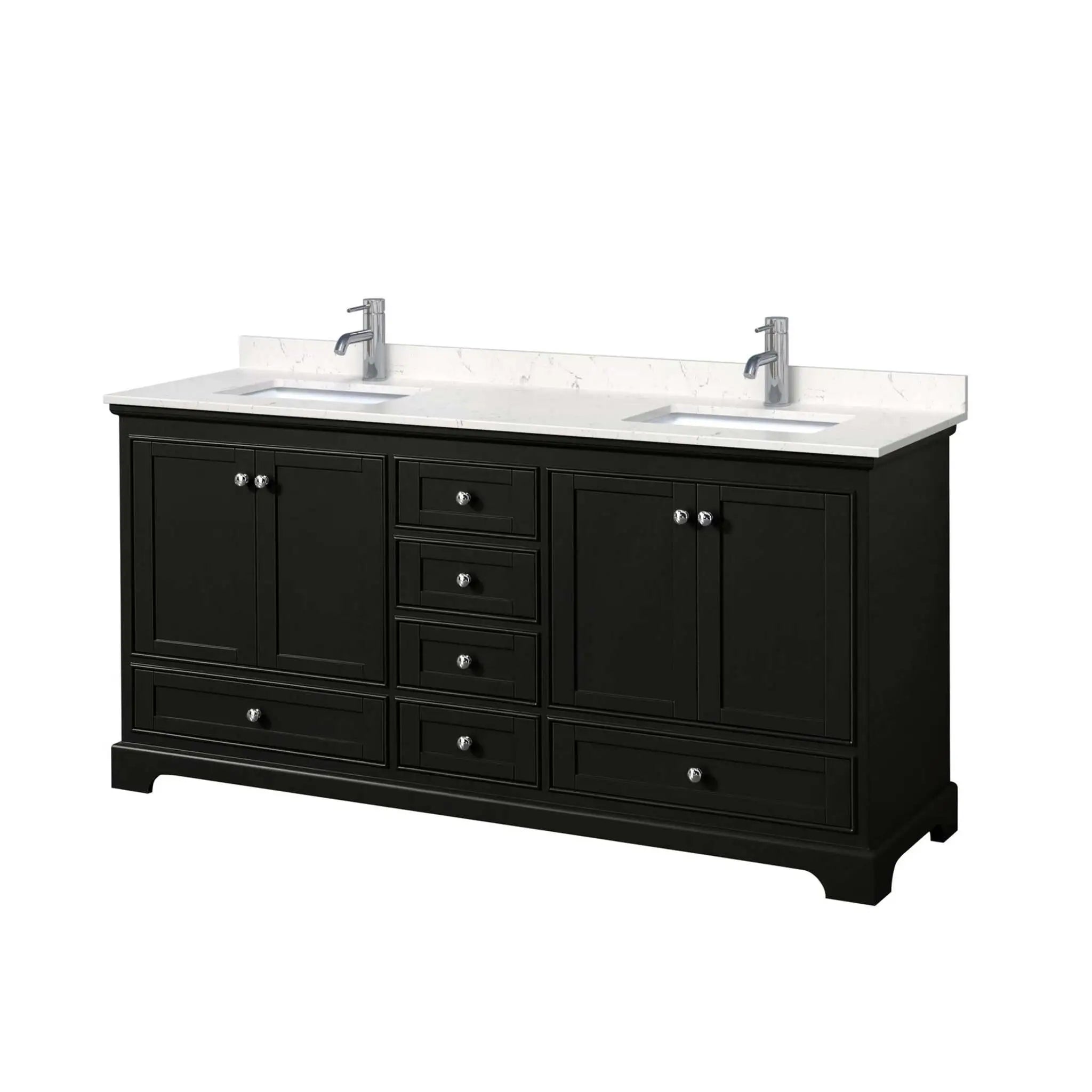 72" Deborah Double Bathroom Vanity in Dark Espresso with Polished Chrome Trim by Wyndham