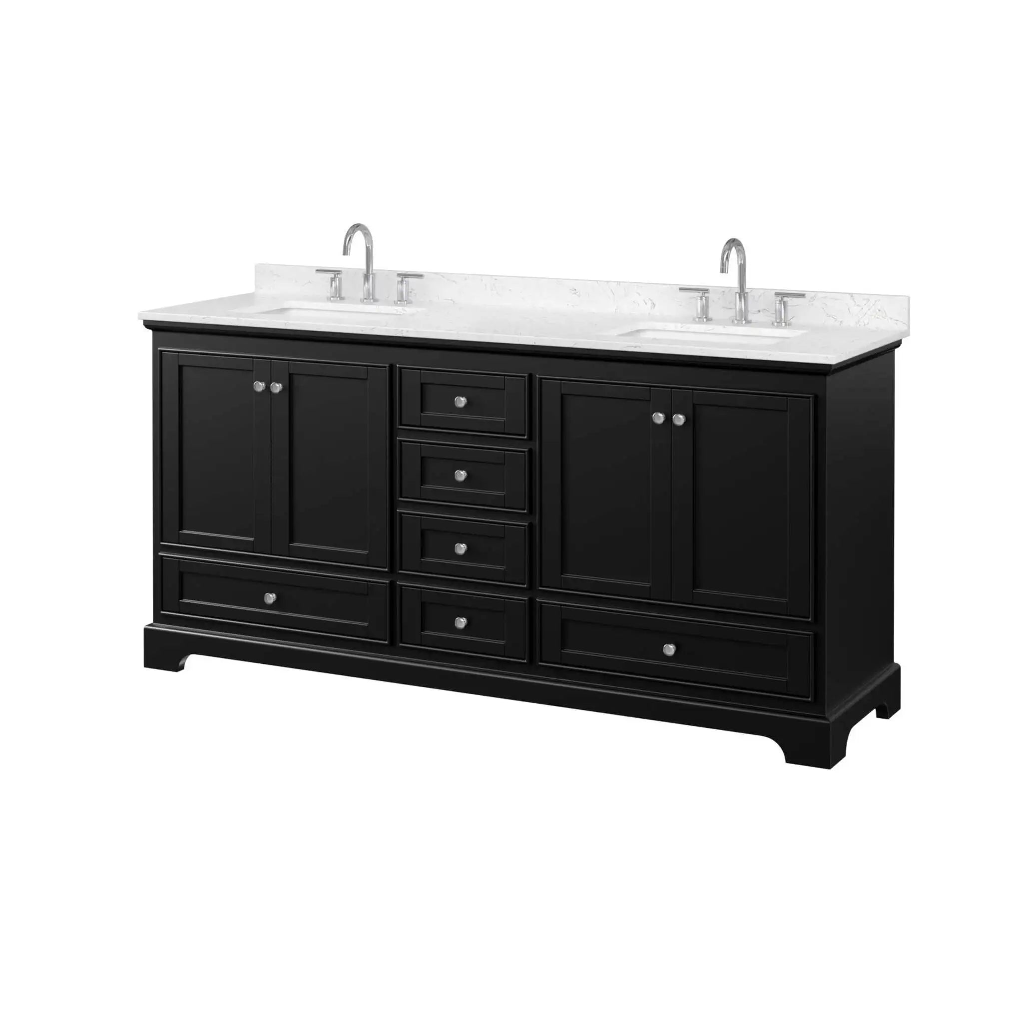72" Deborah Double Bathroom Vanity in Dark Espresso with Polished Chrome Trim by Wyndham