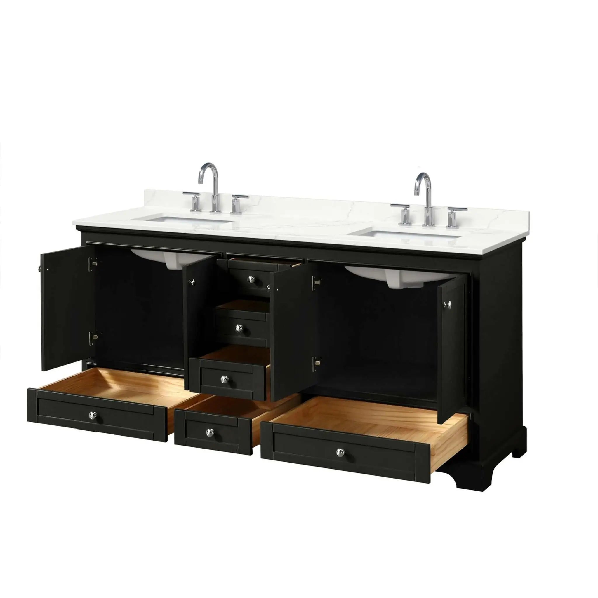 72" Deborah Double Bathroom Vanity in Dark Espresso with Polished Chrome Trim by Wyndham