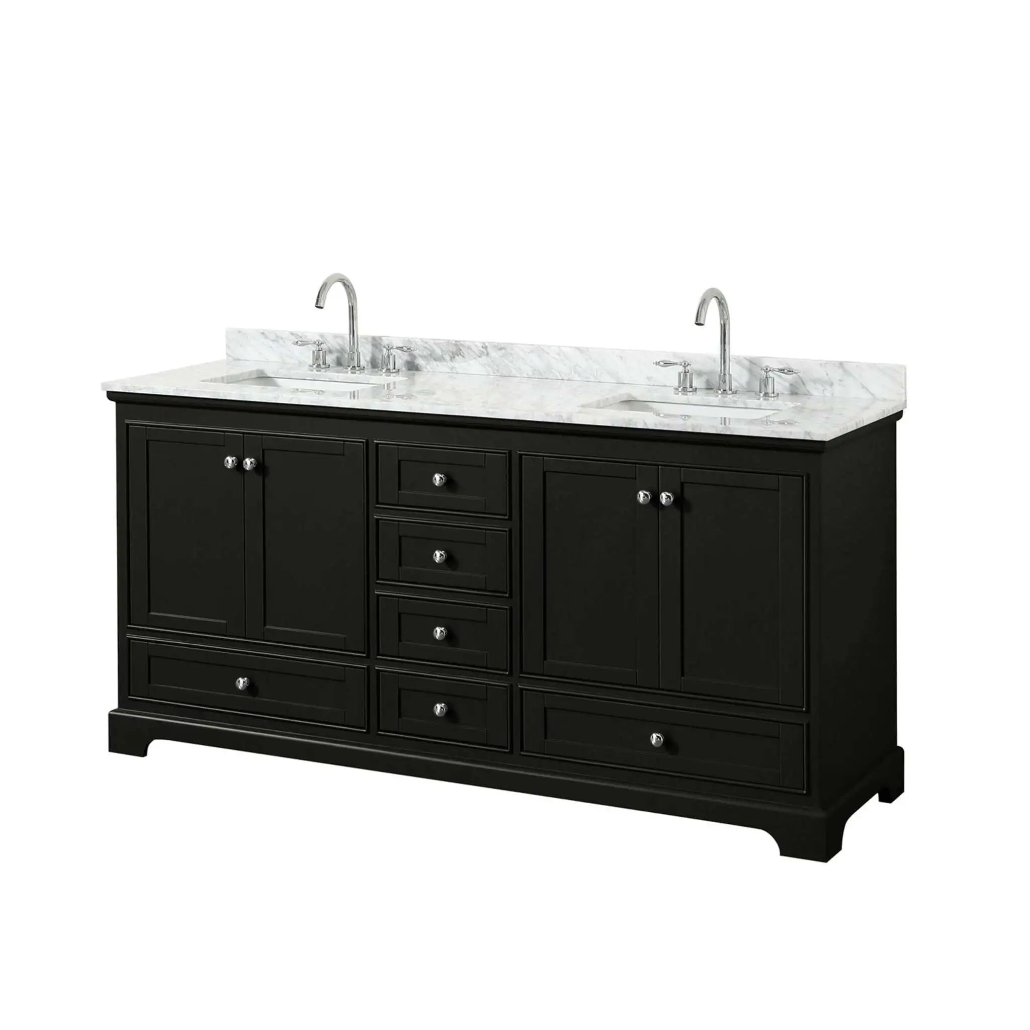 72" Deborah Double Bathroom Vanity in Dark Espresso with Polished Chrome Trim by Wyndham