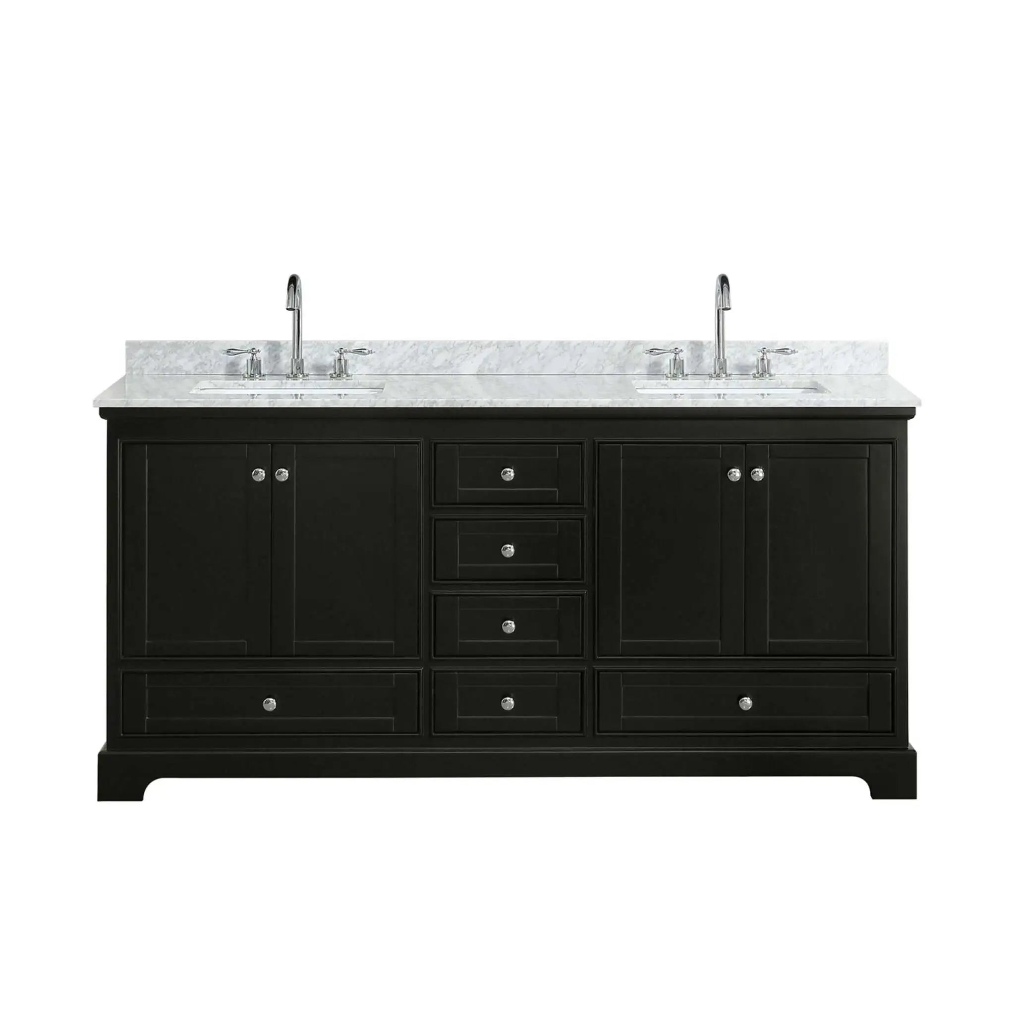 72" Deborah Double Bathroom Vanity in Dark Espresso with Polished Chrome Trim by Wyndham