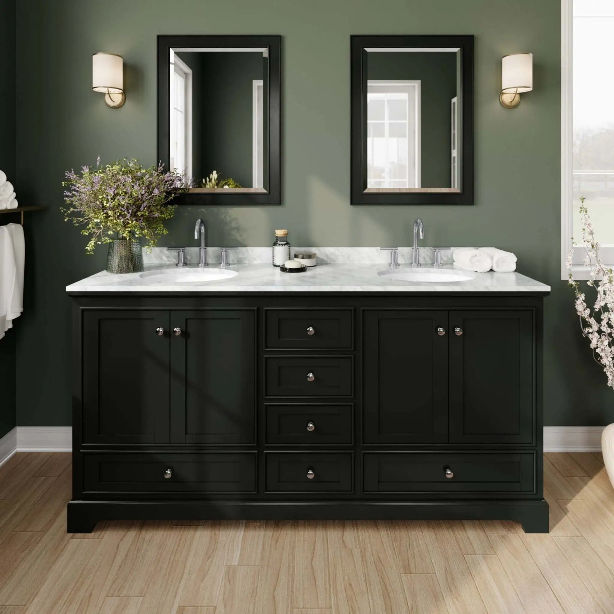 72" Deborah Double Bathroom Vanity in Dark Espresso with Polished Chrome Trim by Wyndham