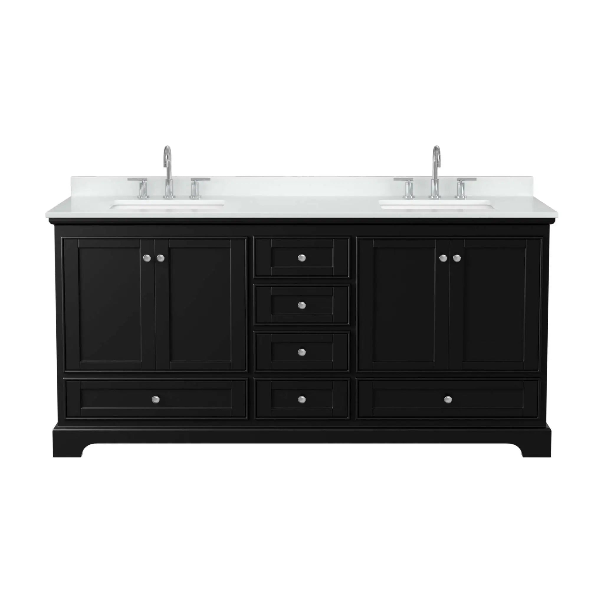 72" Deborah Double Bathroom Vanity in Dark Espresso with Polished Chrome Trim by Wyndham