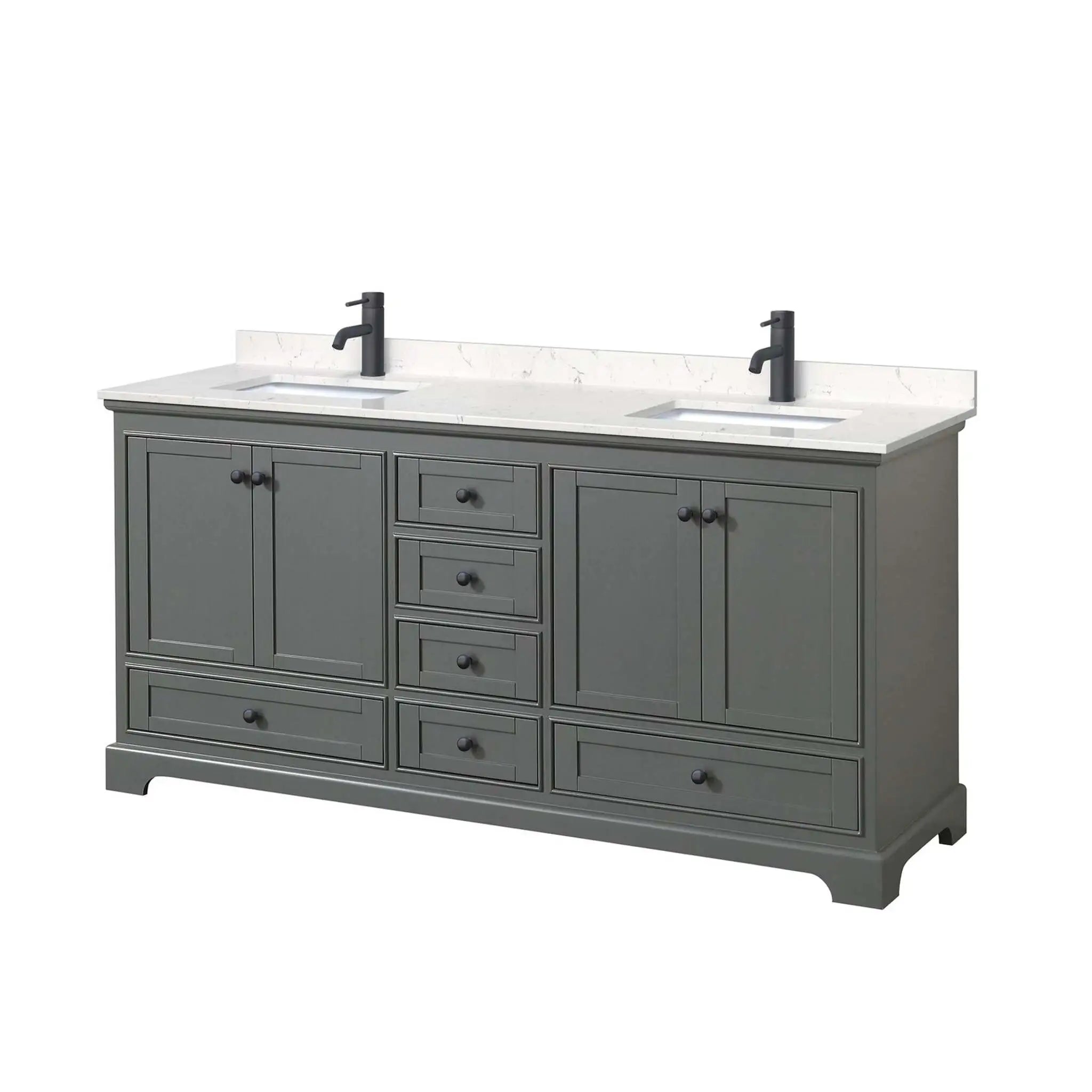 72" Deborah Double Bathroom Vanity in Dark Gray with Matte Black Trim by Wyndham