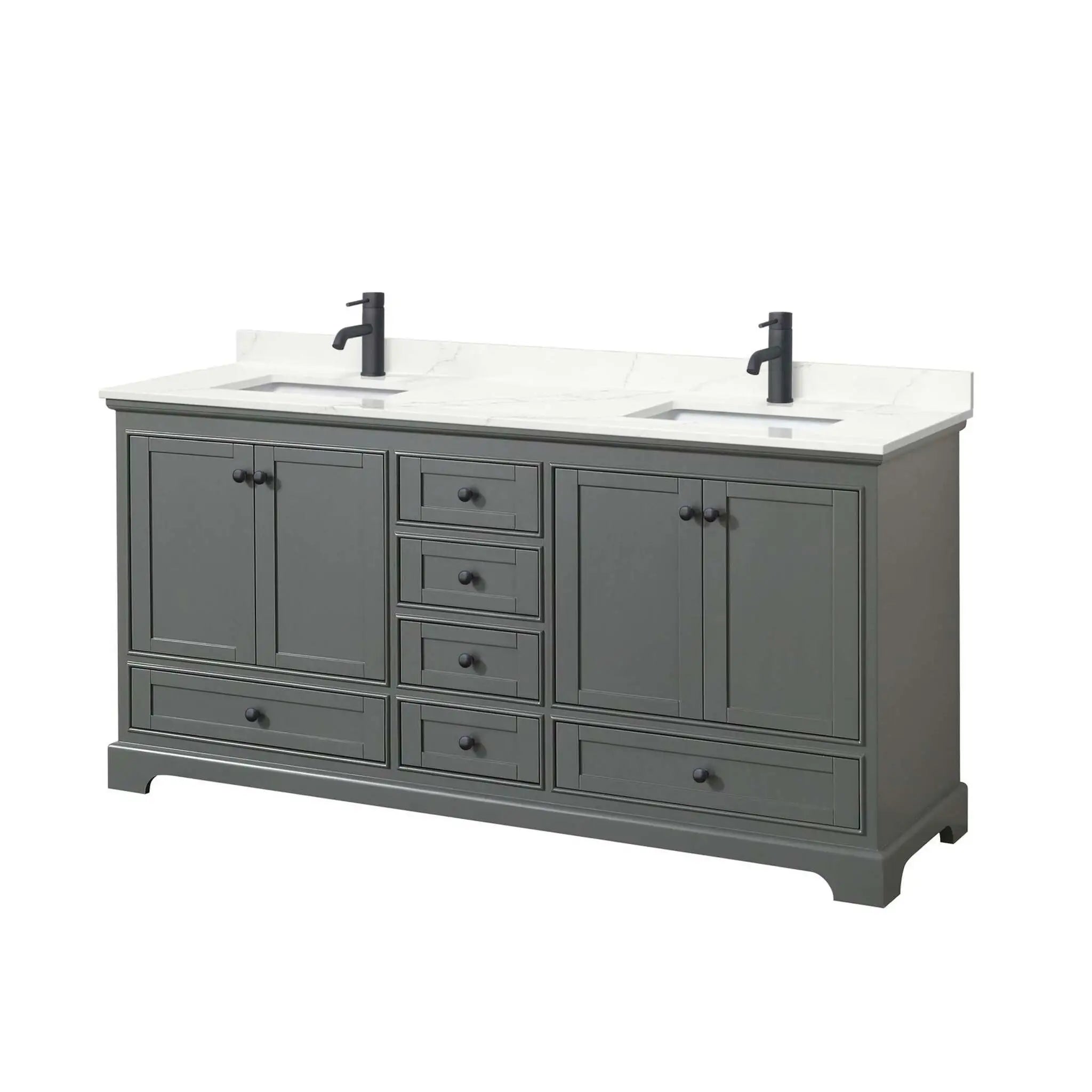 72" Deborah Double Bathroom Vanity in Dark Gray with Matte Black Trim by Wyndham