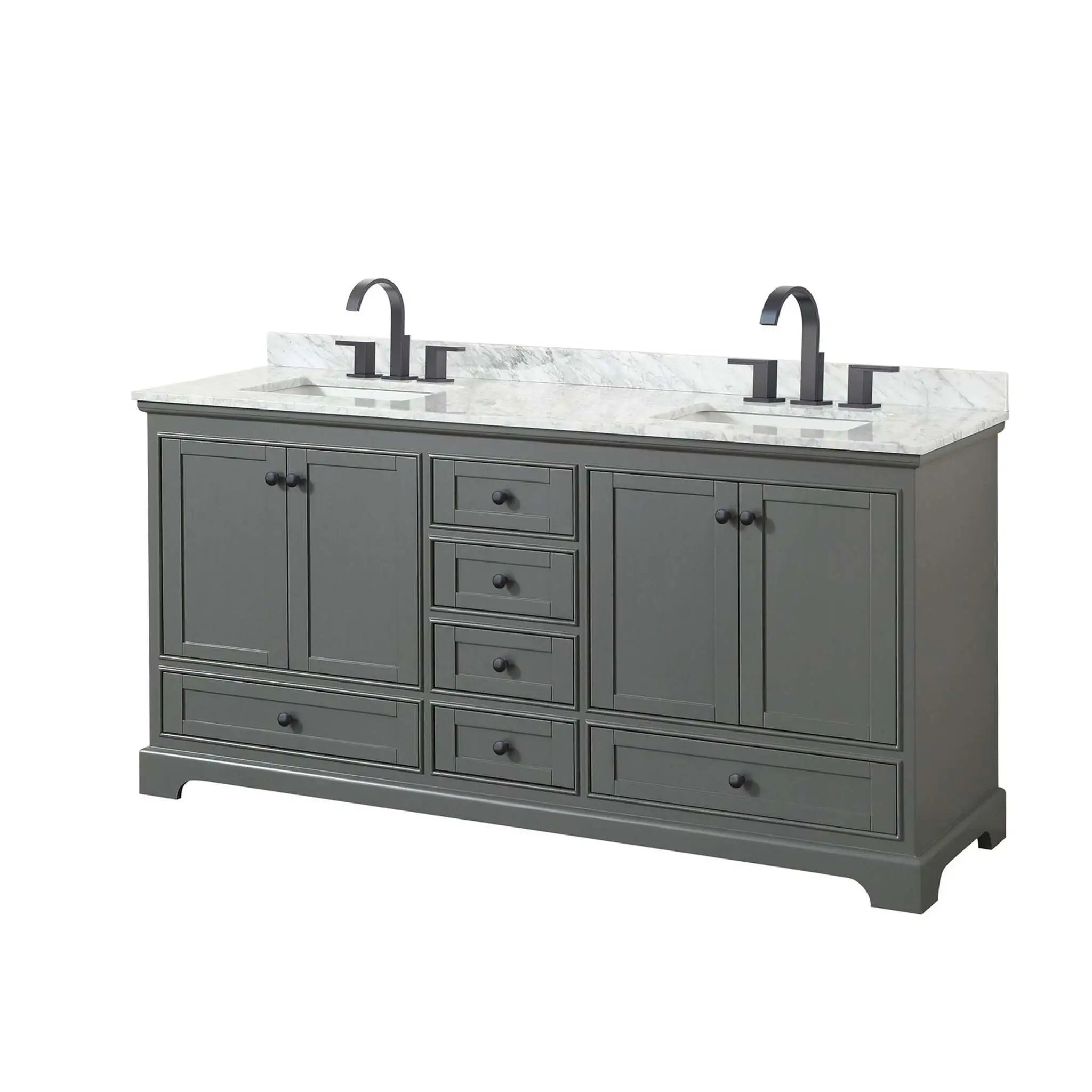 72" Deborah Double Bathroom Vanity in Dark Gray with Matte Black Trim by Wyndham