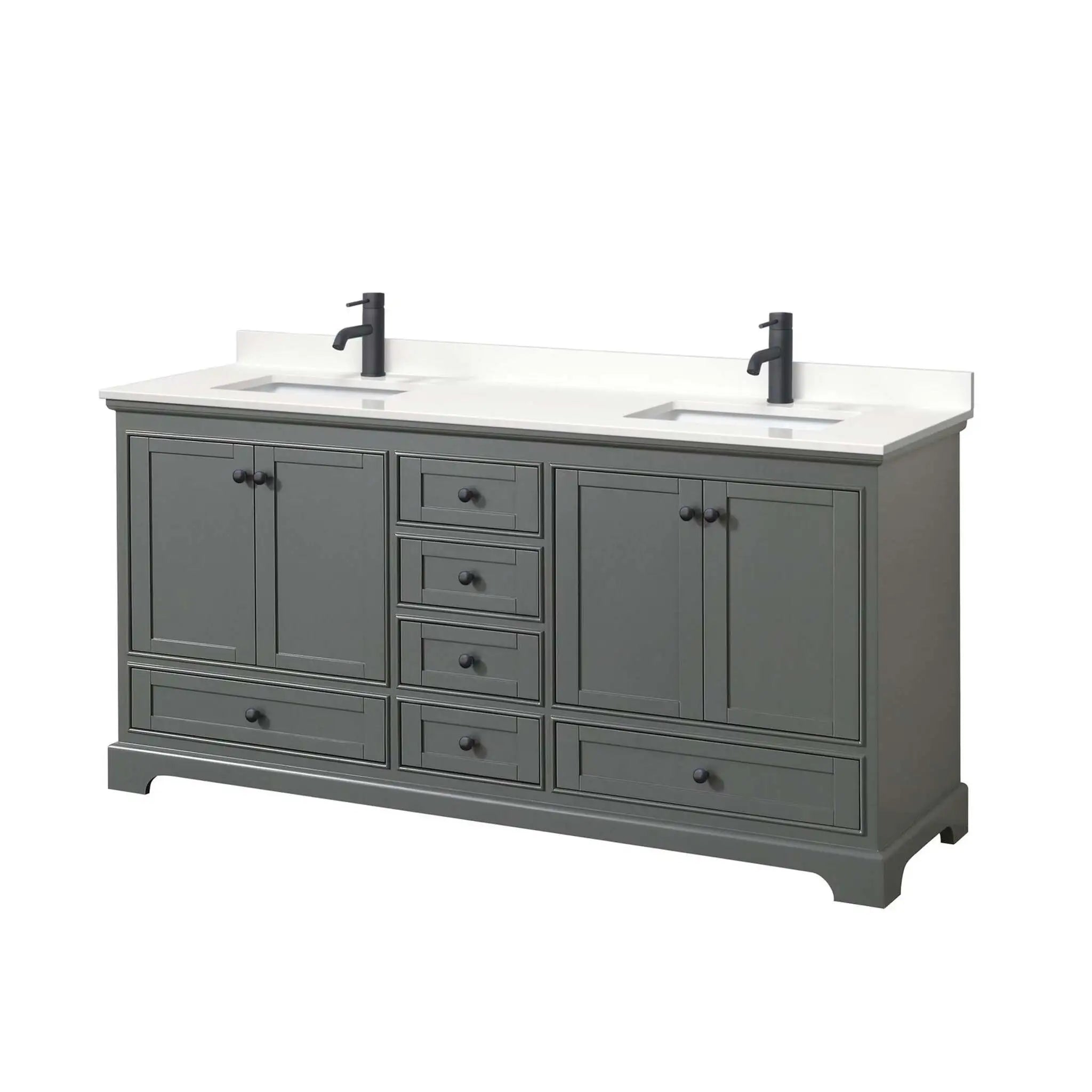 72" Deborah Double Bathroom Vanity in Dark Gray with Matte Black Trim by Wyndham
