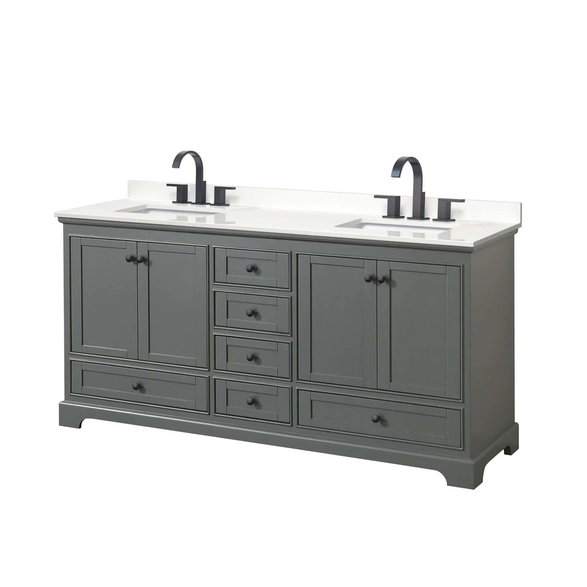 72" Deborah Double Bathroom Vanity in Dark Gray with Matte Black Trim by Wyndham