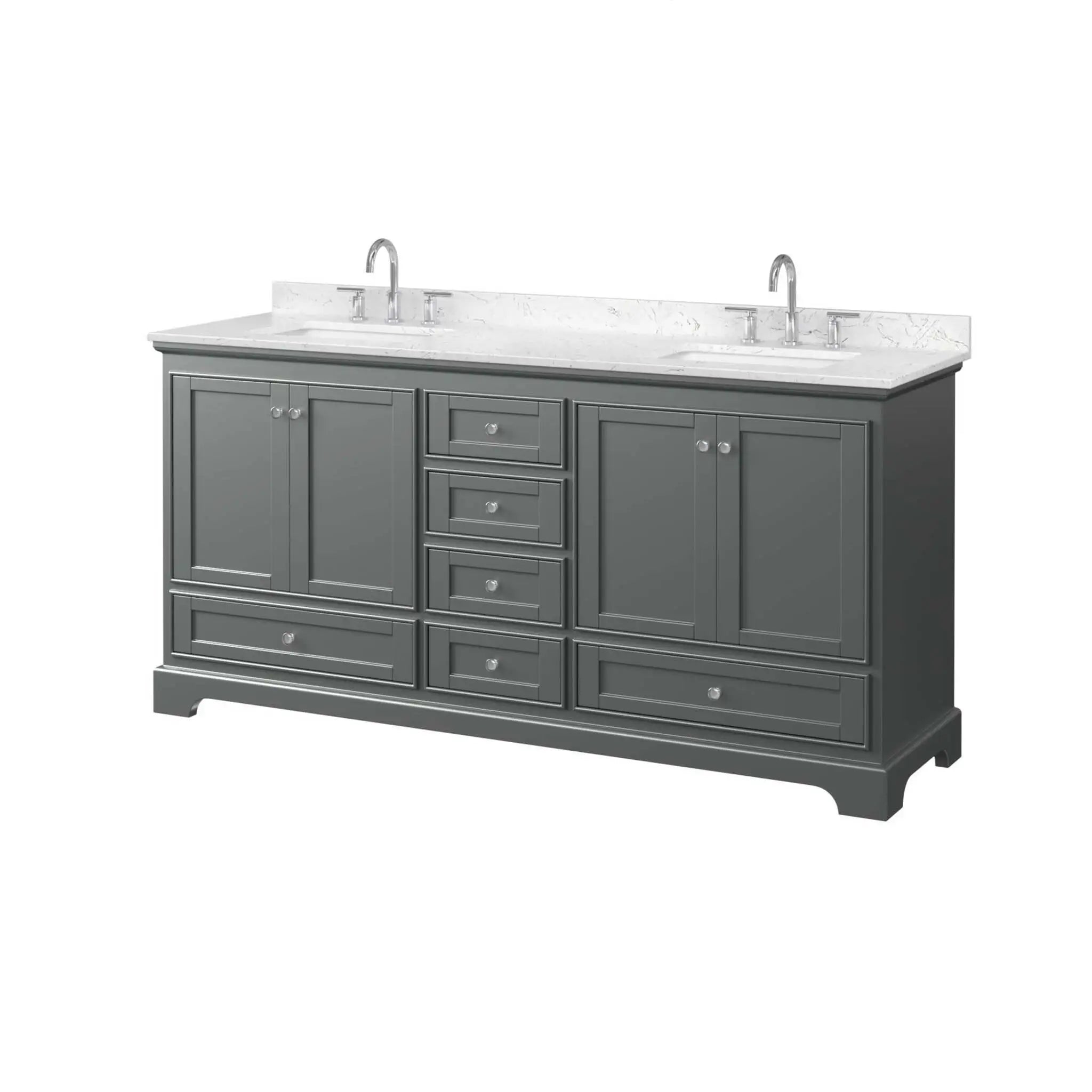 72" Deborah Double Bathroom Vanity in Dark Gray with Polished Chrome Trim by Wyndham