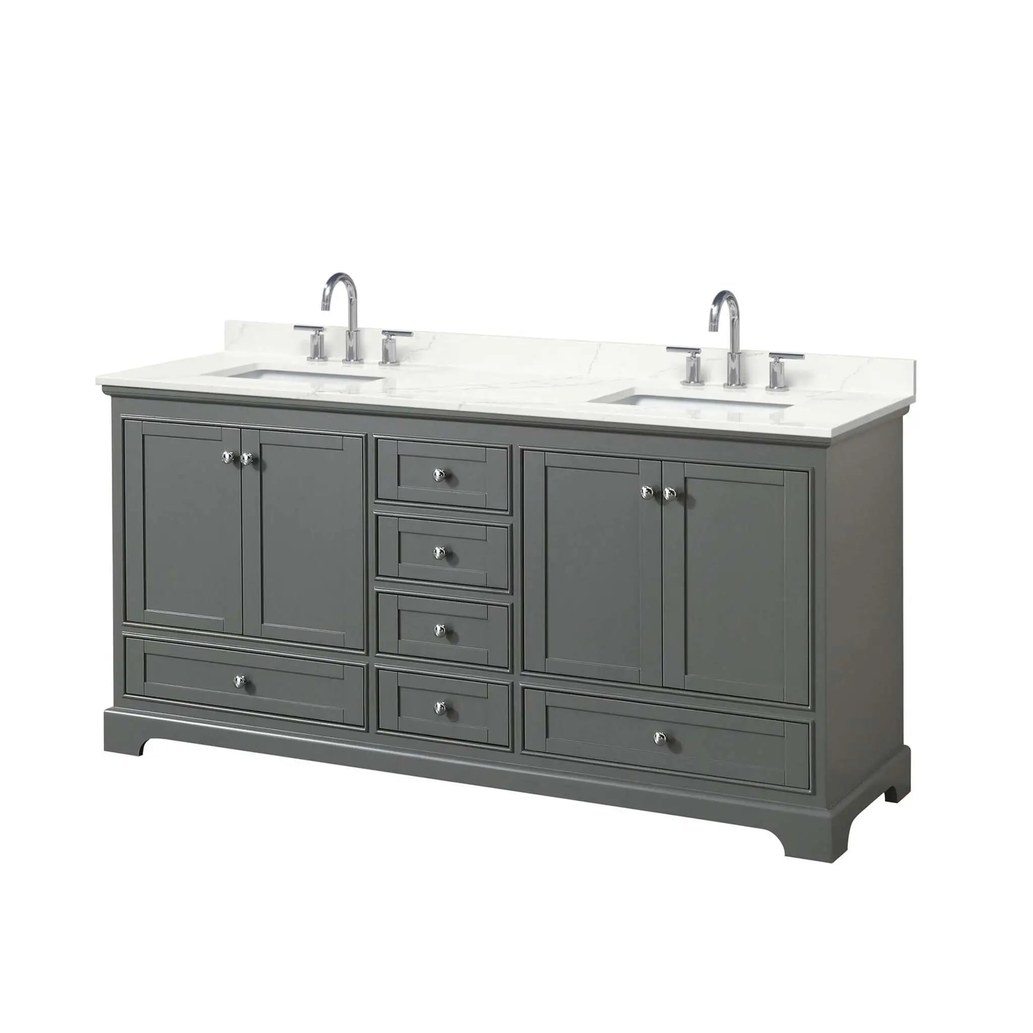 72" Deborah Double Bathroom Vanity in Dark Gray with Polished Chrome Trim by Wyndham