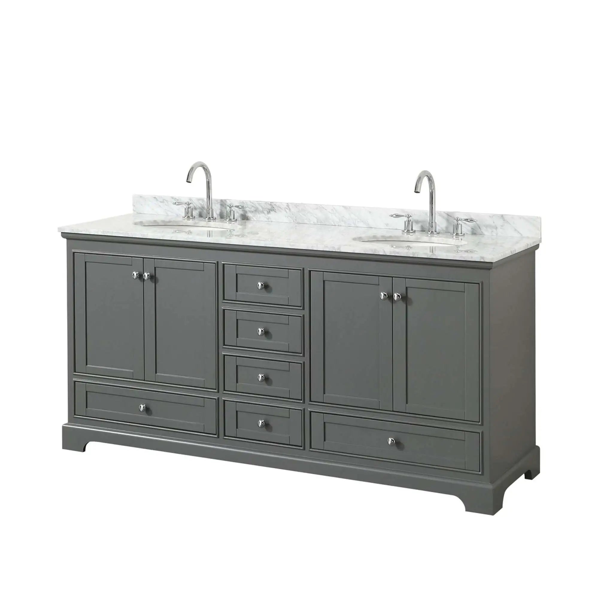 72" Deborah Double Bathroom Vanity in Dark Gray with Polished Chrome Trim by Wyndham