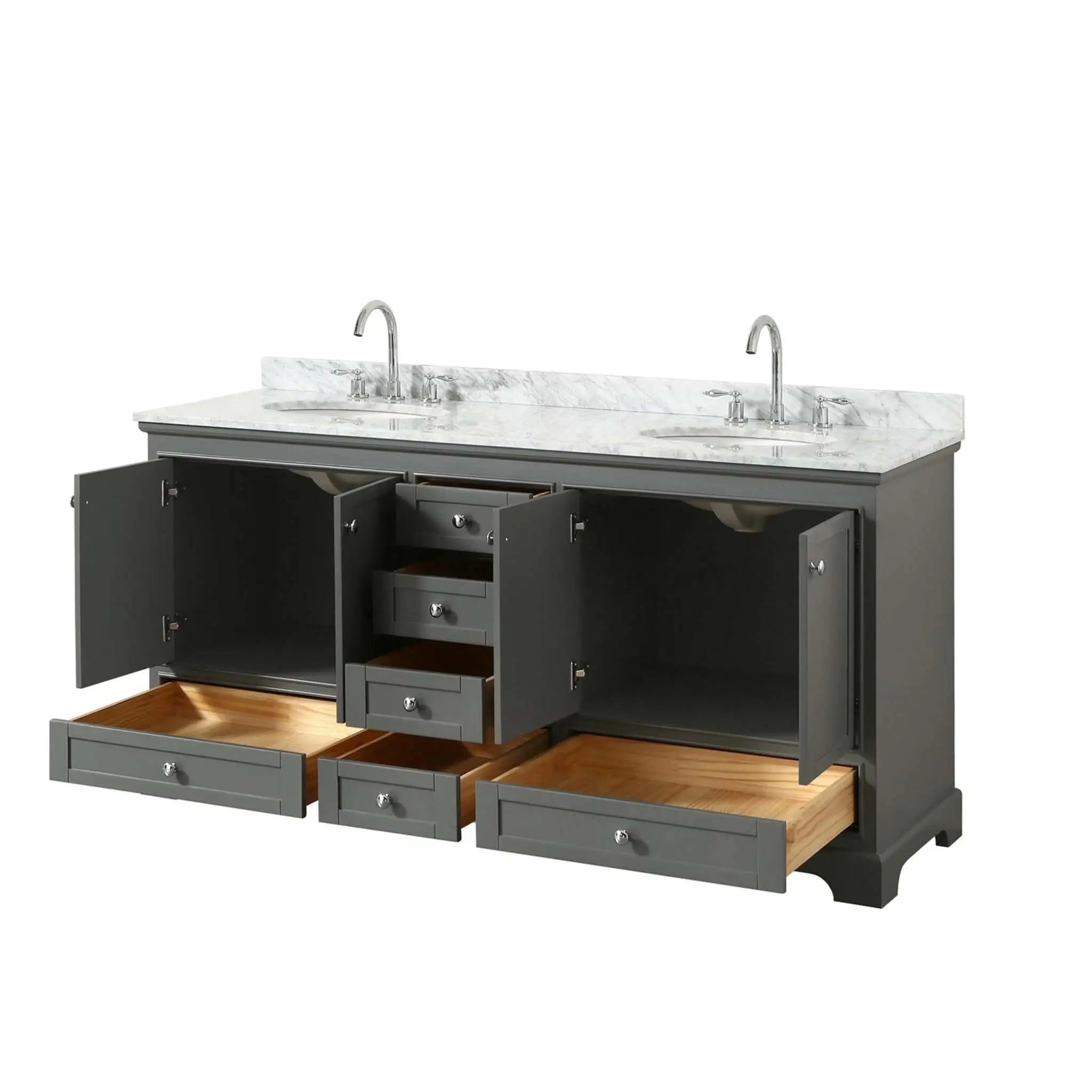 72" Deborah Double Bathroom Vanity in Dark Gray with Polished Chrome Trim by Wyndham