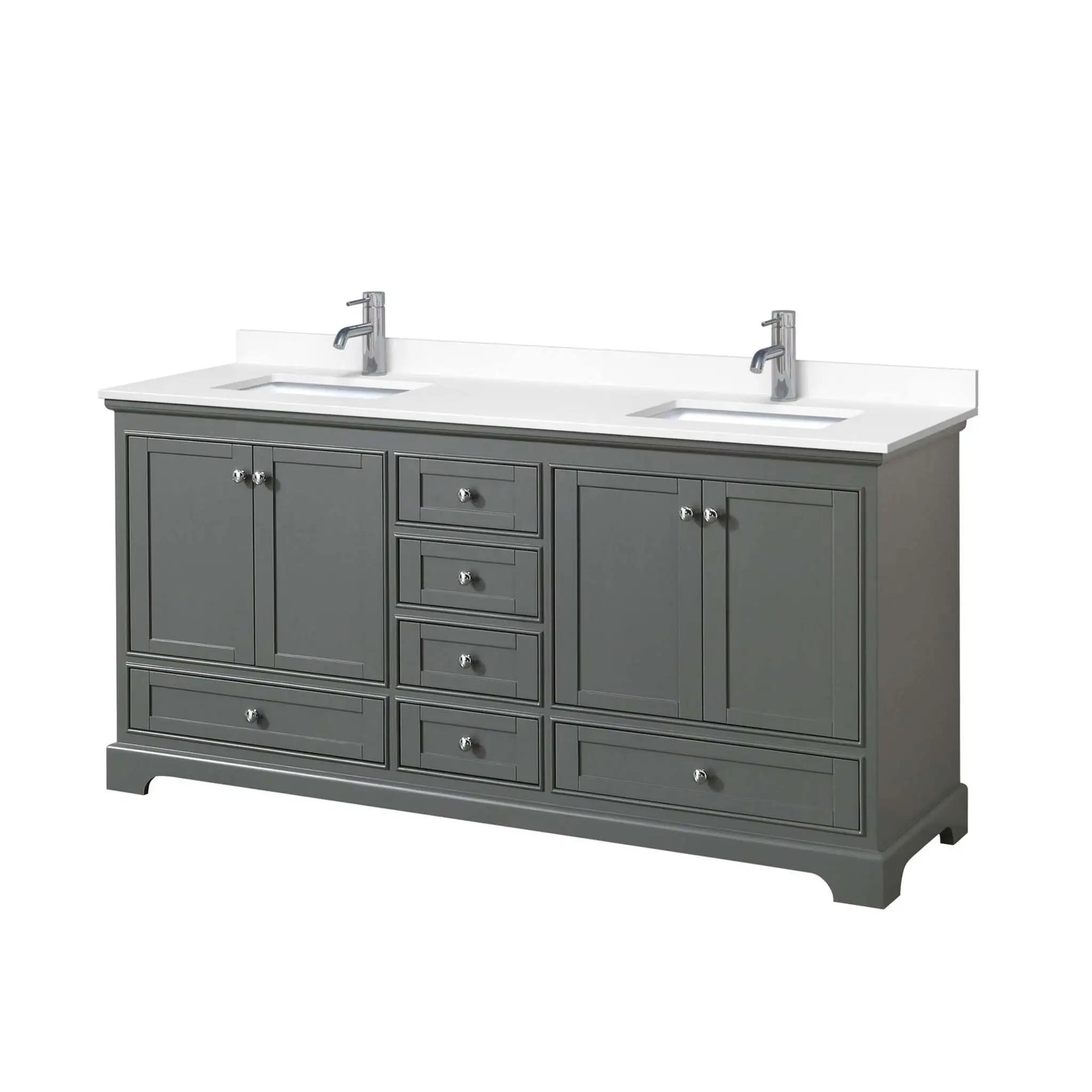 72" Deborah Double Bathroom Vanity in Dark Gray with Polished Chrome Trim by Wyndham