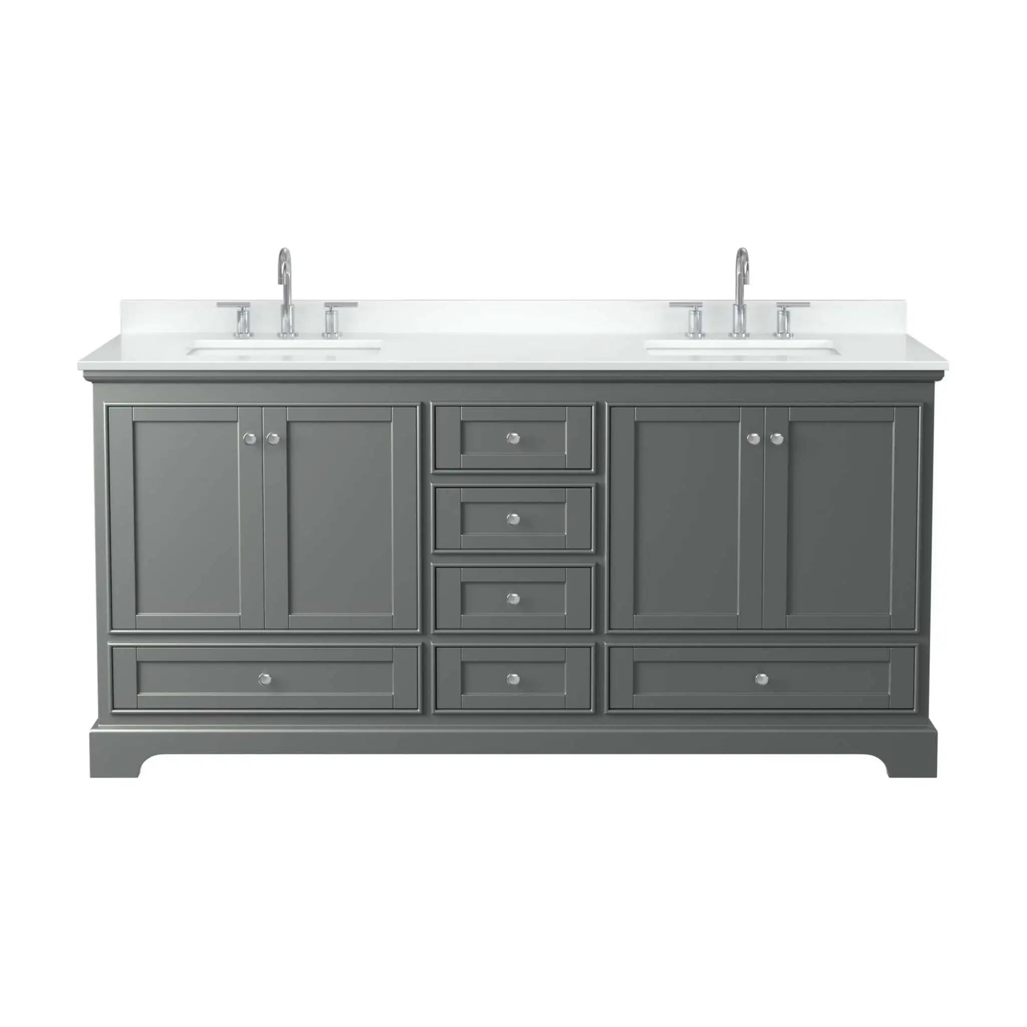72" Deborah Double Bathroom Vanity in Dark Gray with Polished Chrome Trim by Wyndham
