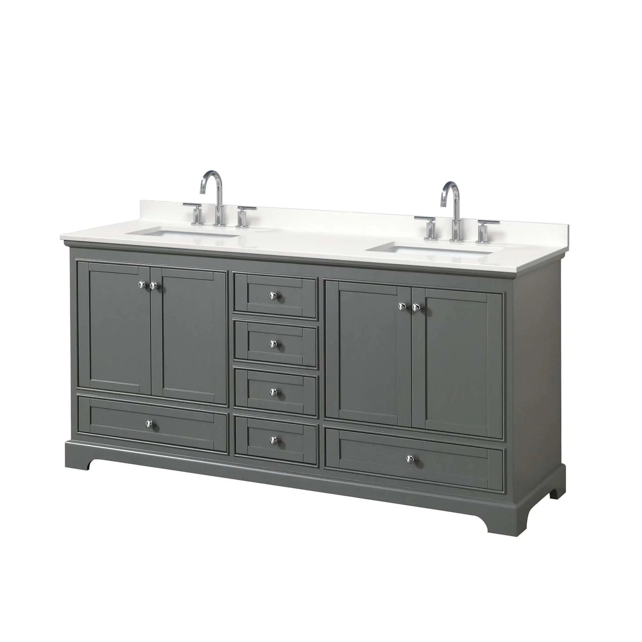 72" Deborah Double Bathroom Vanity in Dark Gray with Polished Chrome Trim by Wyndham