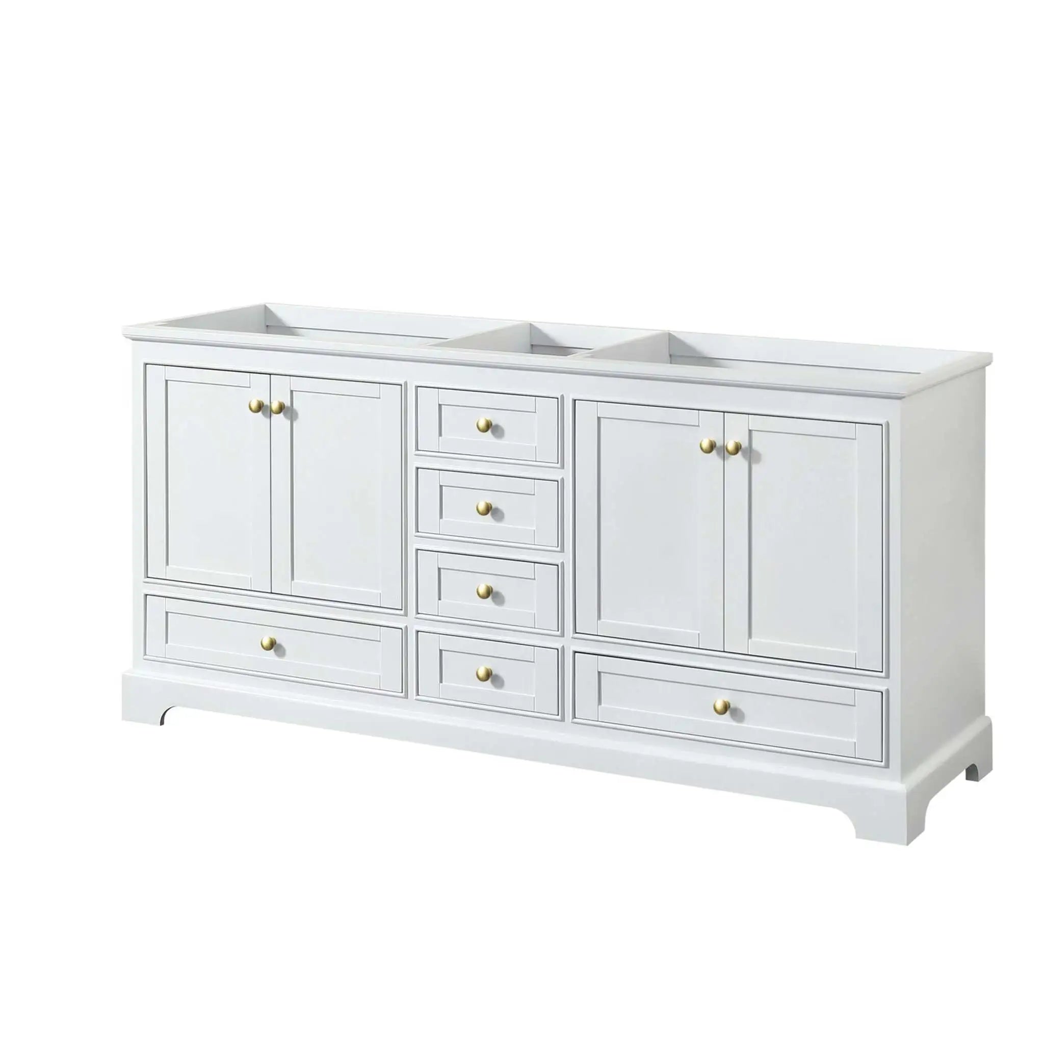 72" Deborah Double Bathroom Vanity in White with Brushed Gold Trim by Wyndham