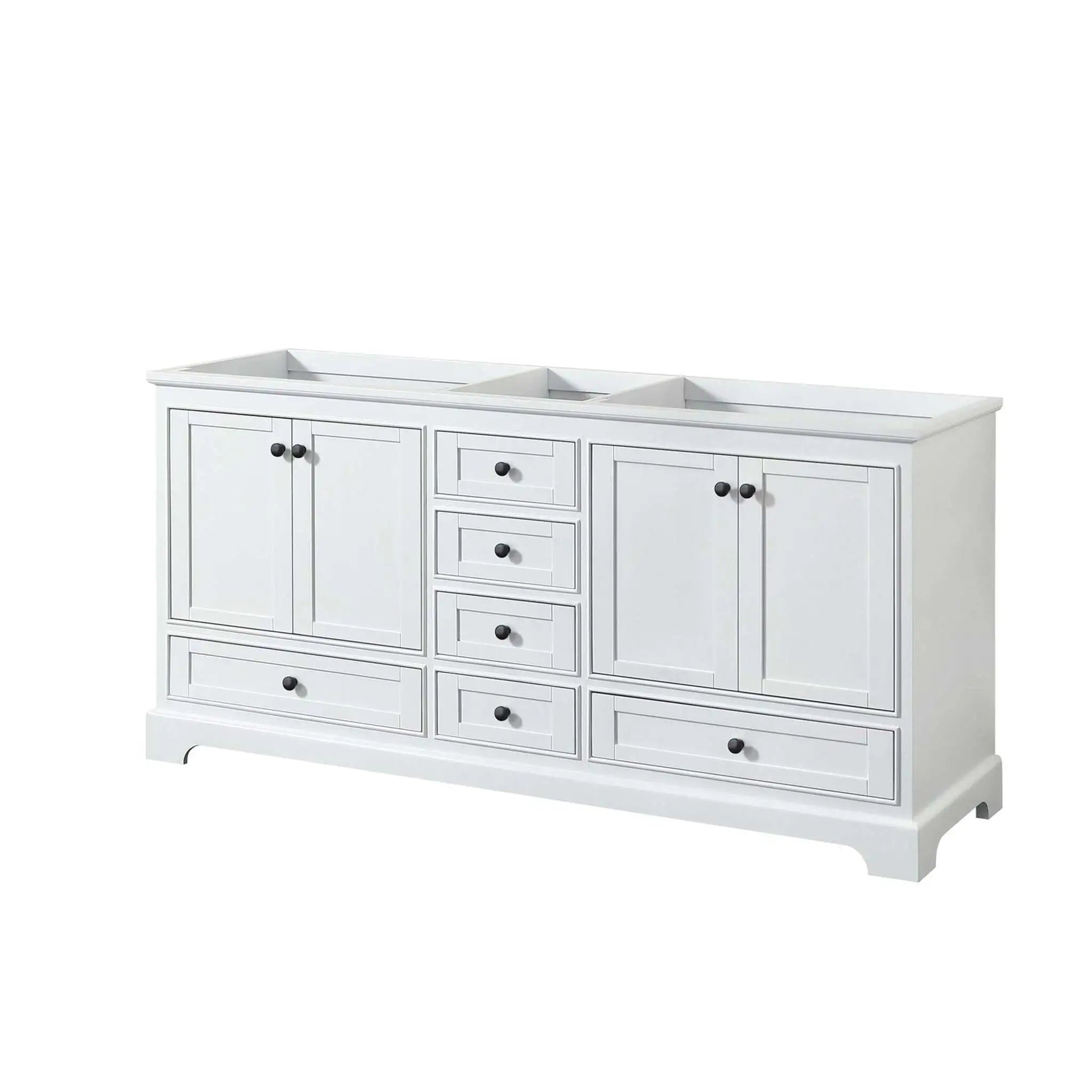 72" Deborah Double Bathroom Vanity in White with Matte Black Trim by Wyndham