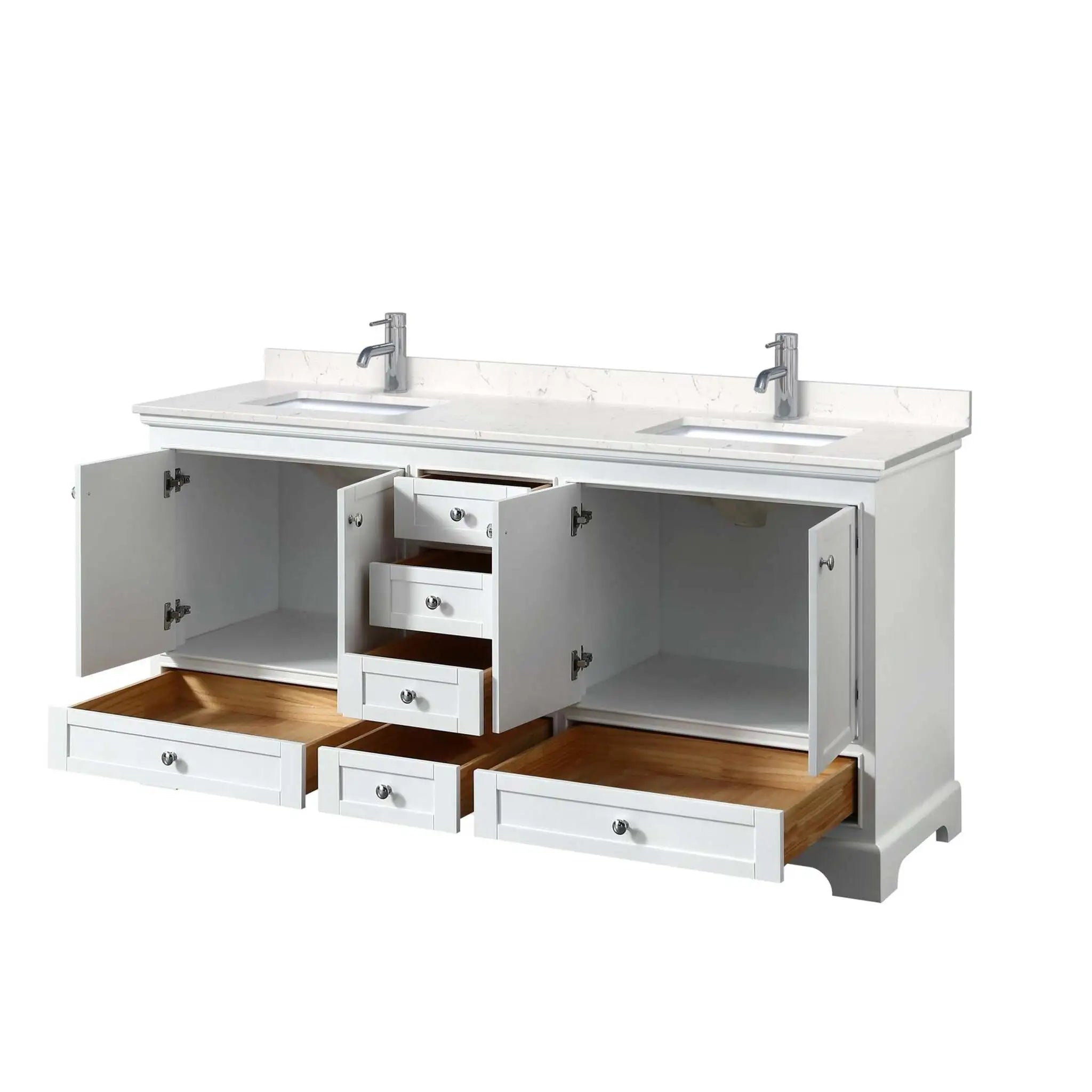 72" Deborah Double Bathroom Vanity in White with Polished Chrome Trim by Wyndham
