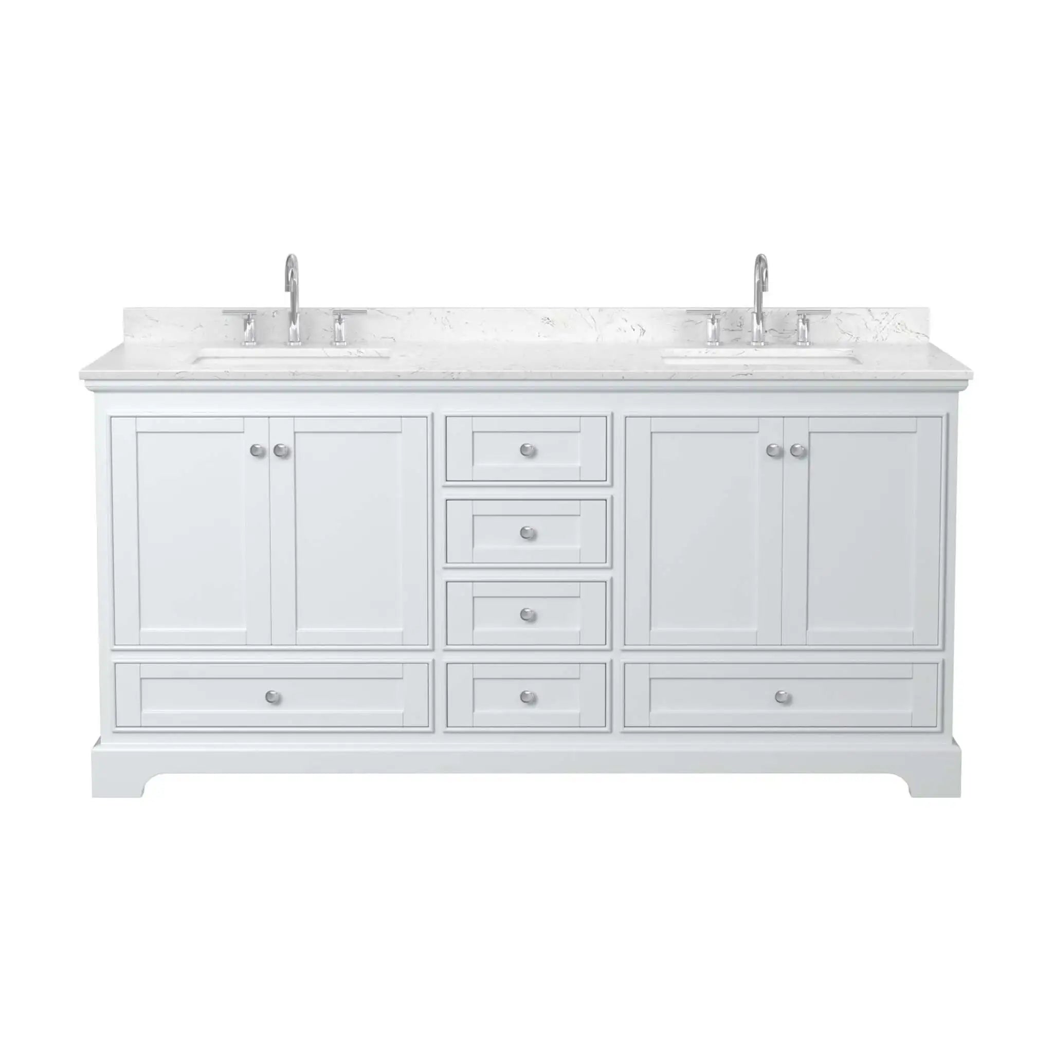 72" Deborah Double Bathroom Vanity in White with Polished Chrome Trim by Wyndham