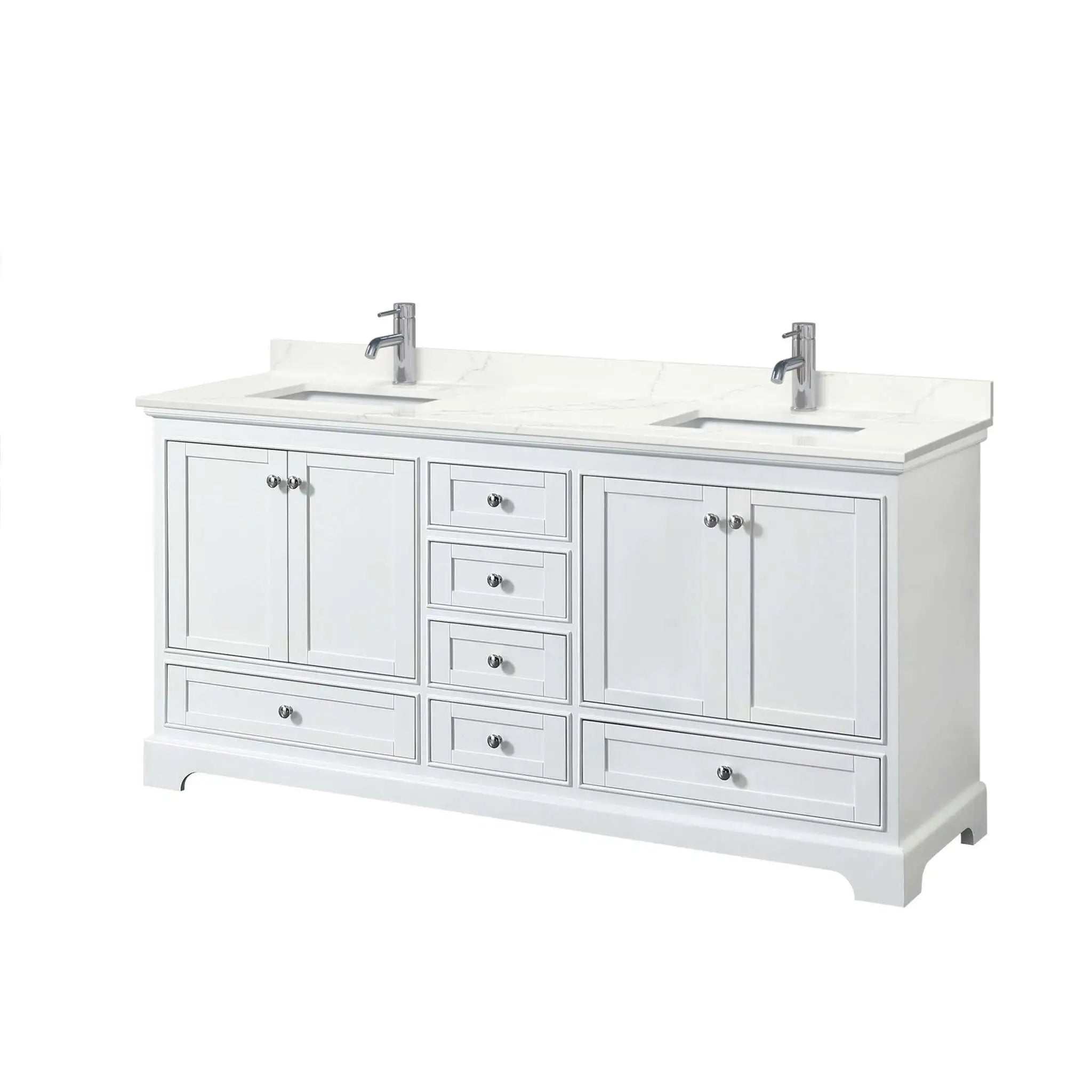 72" Deborah Double Bathroom Vanity in White with Polished Chrome Trim by Wyndham