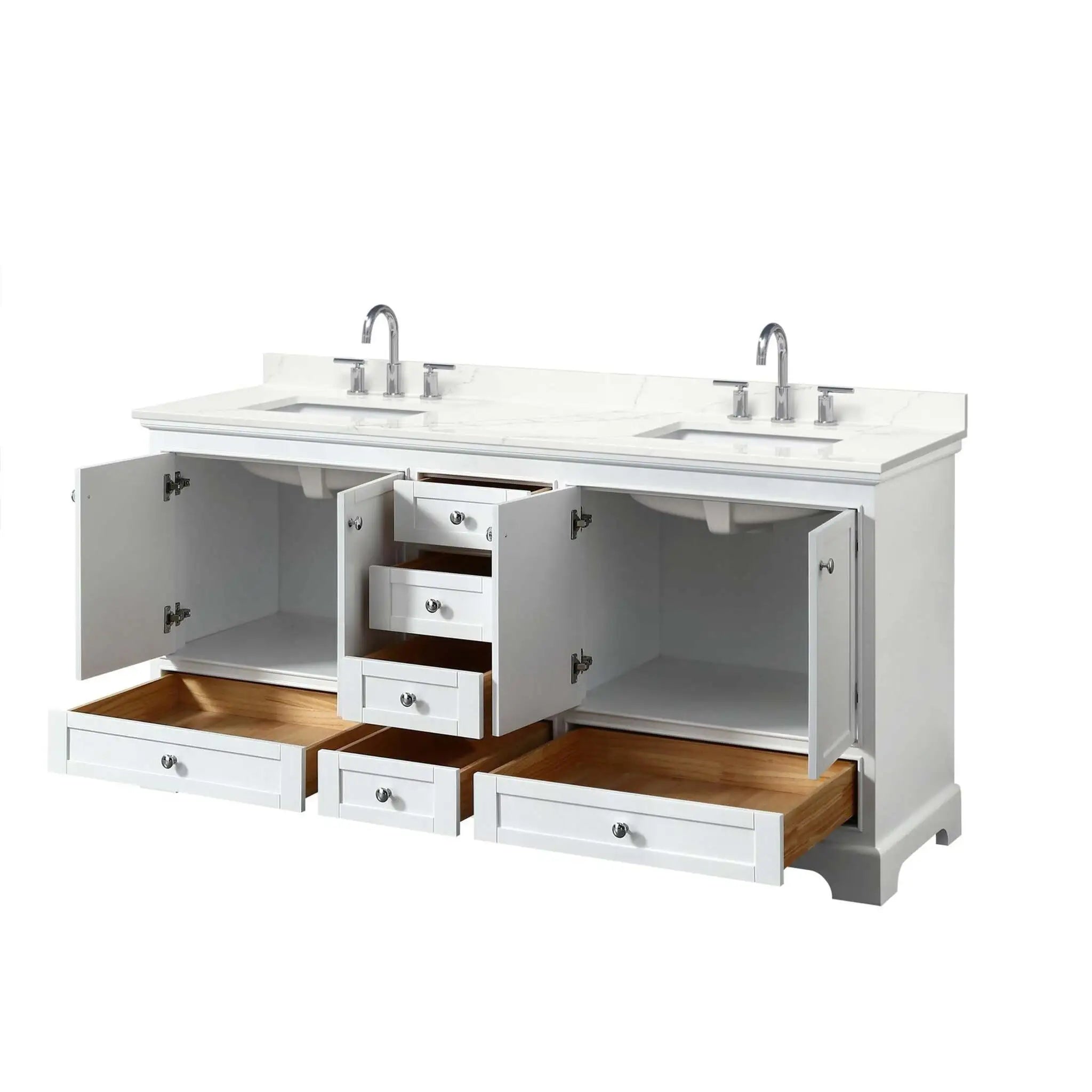 72" Deborah Double Bathroom Vanity in White with Polished Chrome Trim by Wyndham