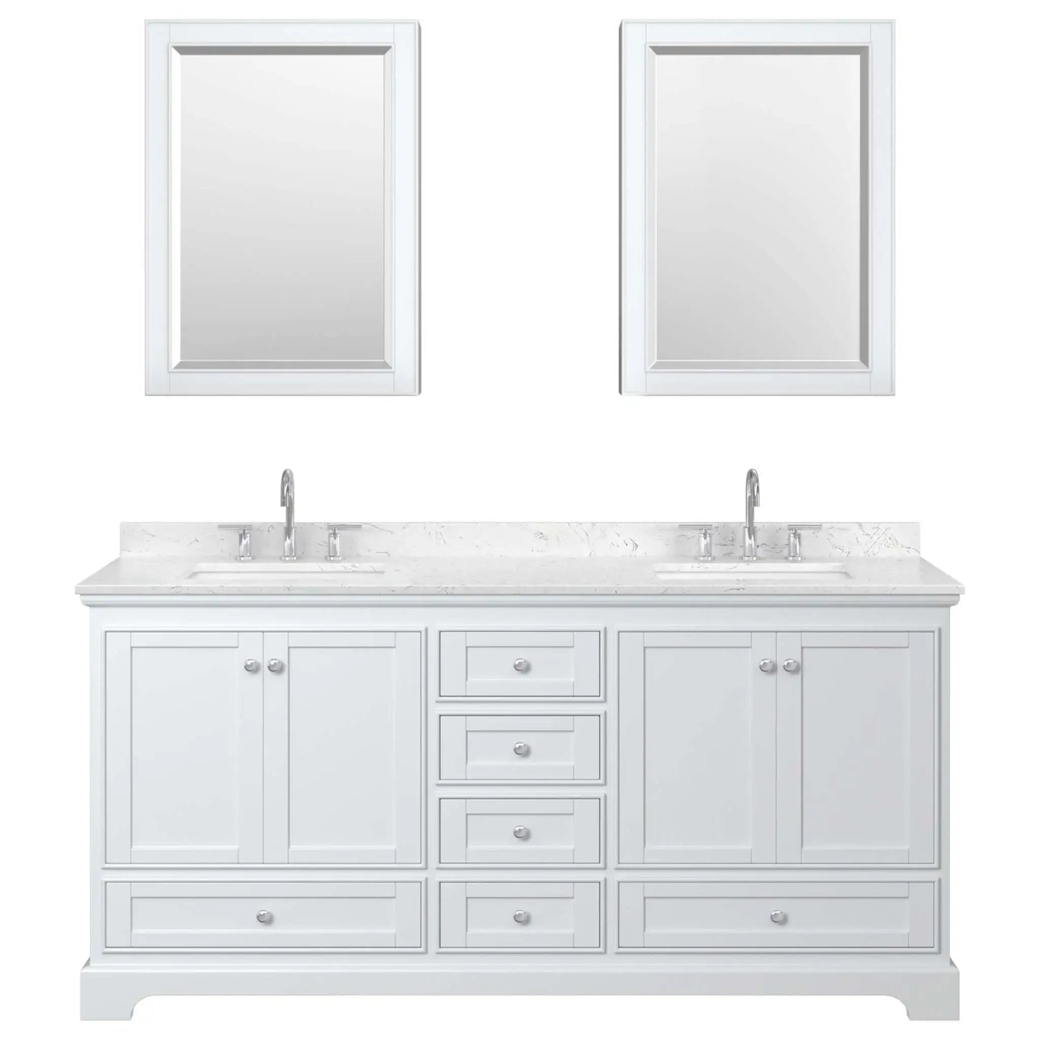 72" Deborah Double Bathroom Vanity in White with Polished Chrome Trim & Medicine Cabinet by Wyndham