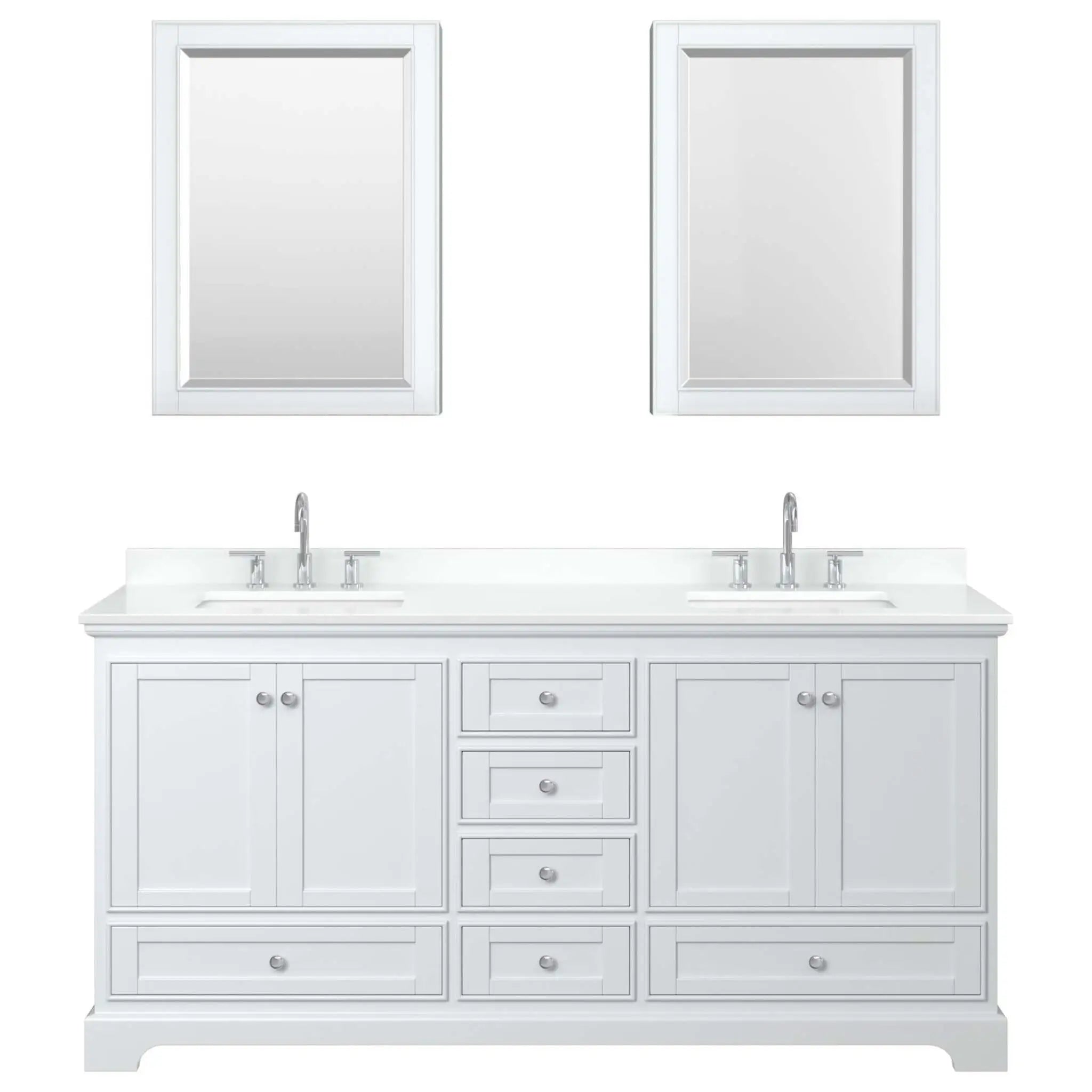72" Deborah Double Bathroom Vanity in White with Polished Chrome Trim & Medicine Cabinet by Wyndham