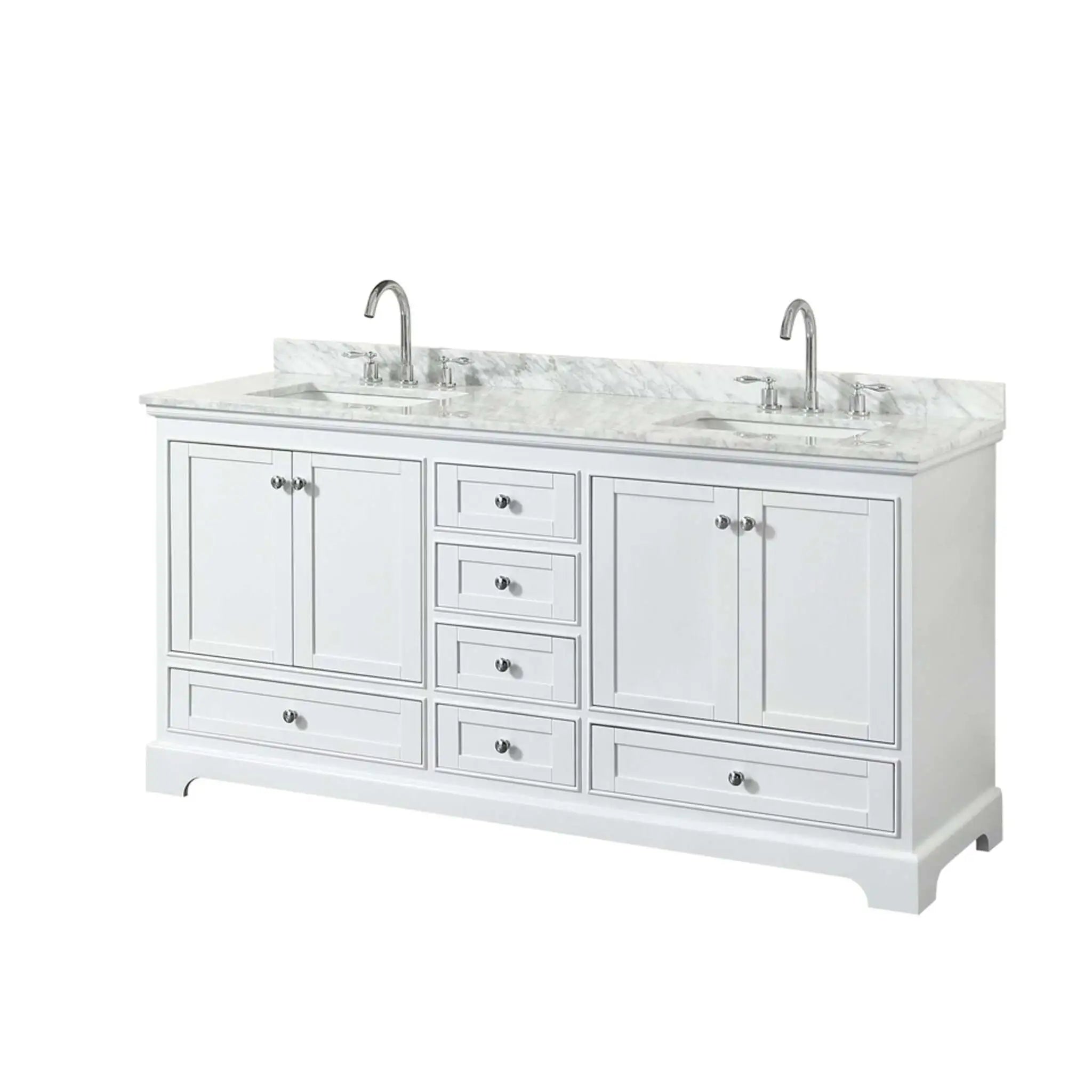72" Deborah Double Bathroom Vanity in White with Polished Chrome Trim by Wyndham