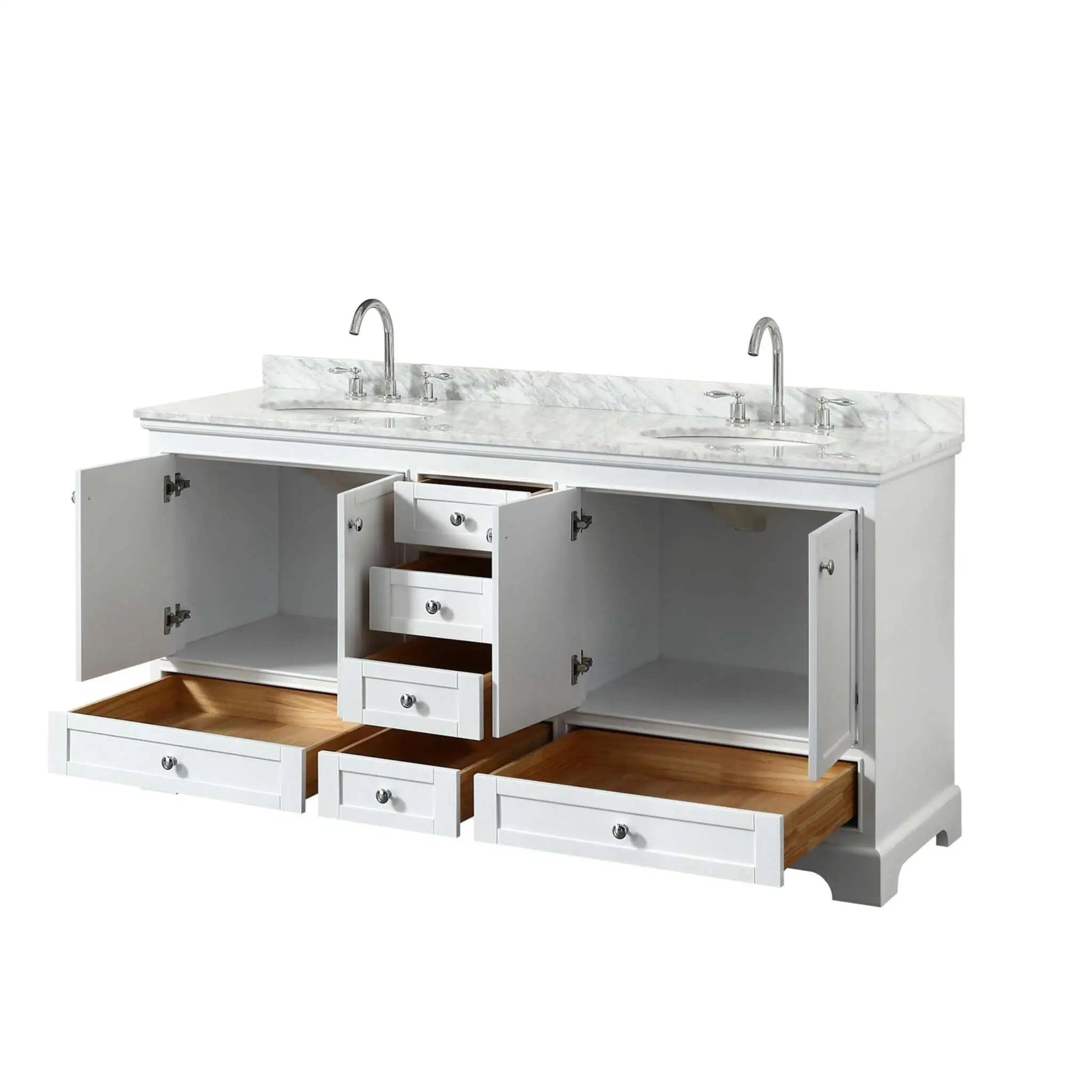72" Deborah Double Bathroom Vanity in White with Polished Chrome Trim by Wyndham