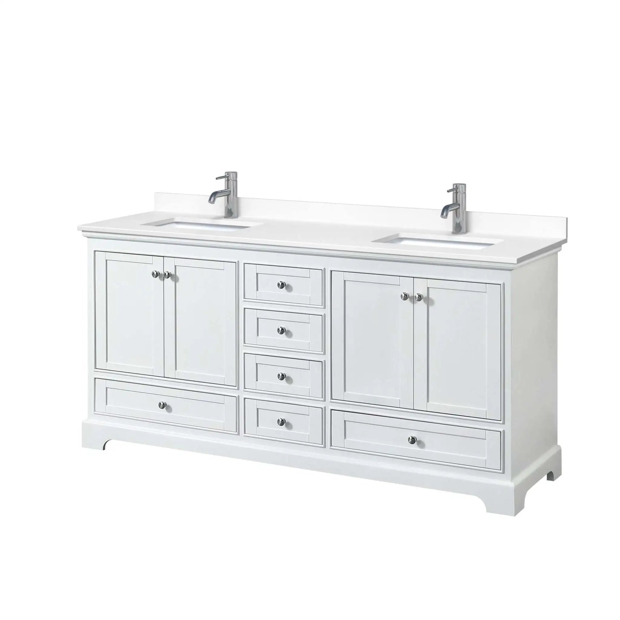 72" Deborah Double Bathroom Vanity in White with Polished Chrome Trim by Wyndham