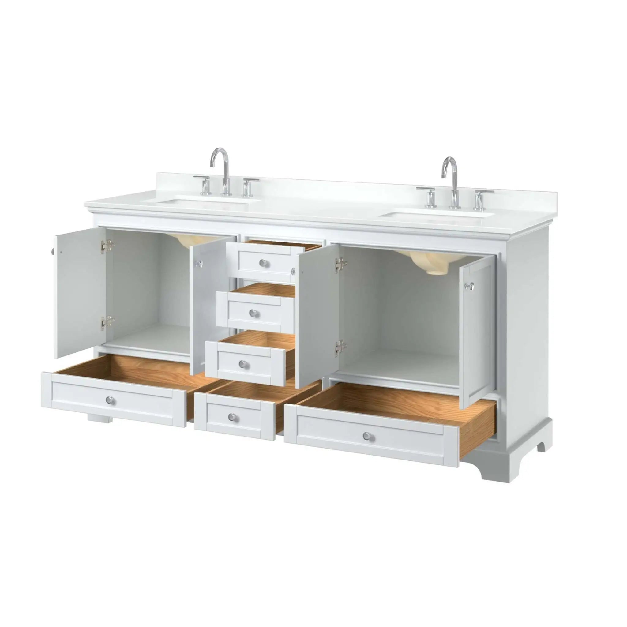 72" Deborah Double Bathroom Vanity in White with Polished Chrome Trim by Wyndham