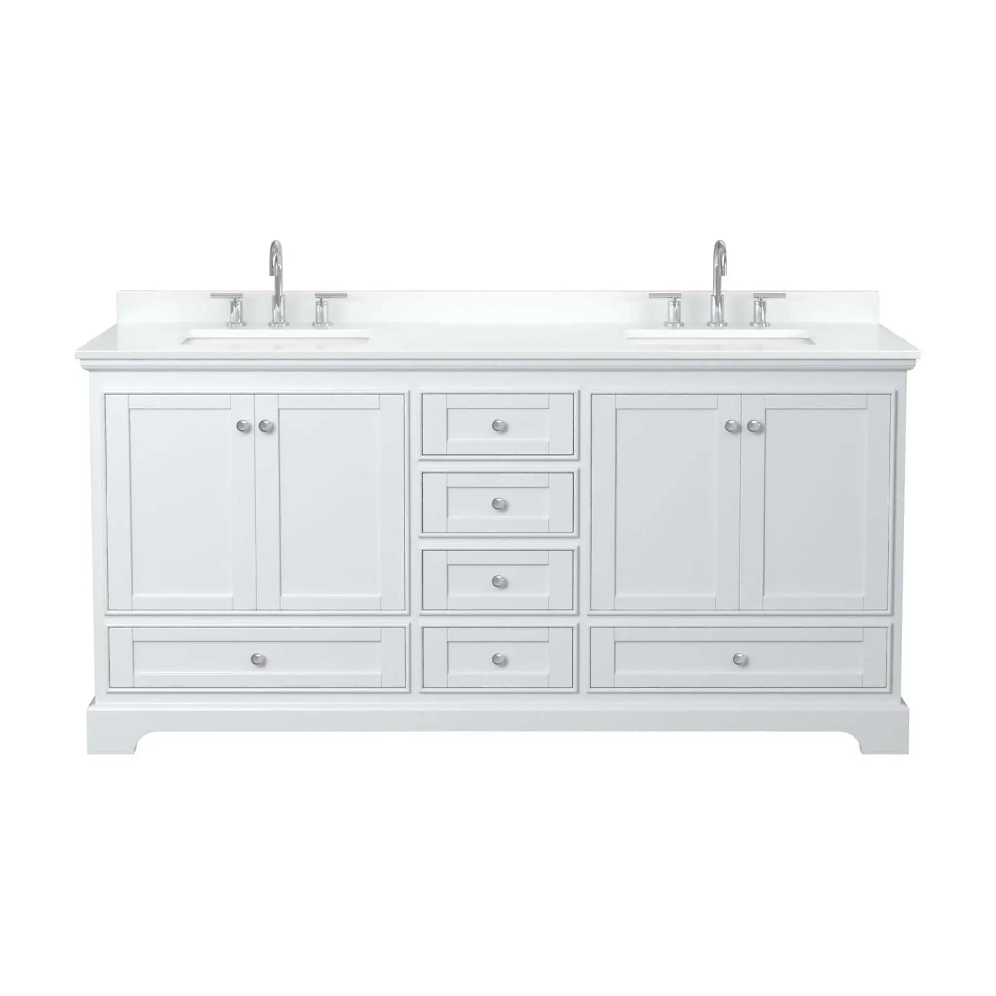 72" Deborah Double Bathroom Vanity in White with Polished Chrome Trim by Wyndham