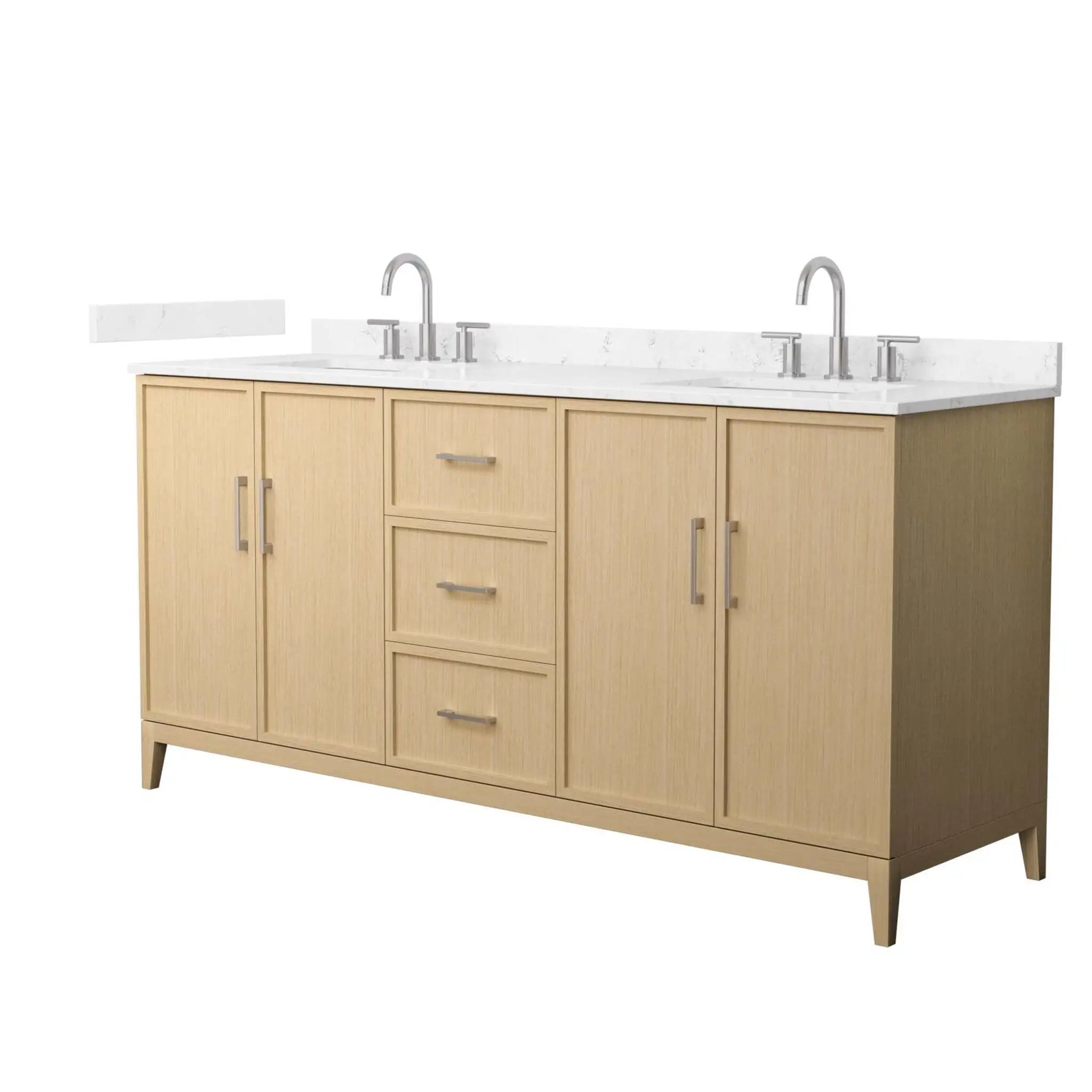 72" Elan Double Bathroom Vanity in White Oak with Brushed Nickel Trim by Wyndham