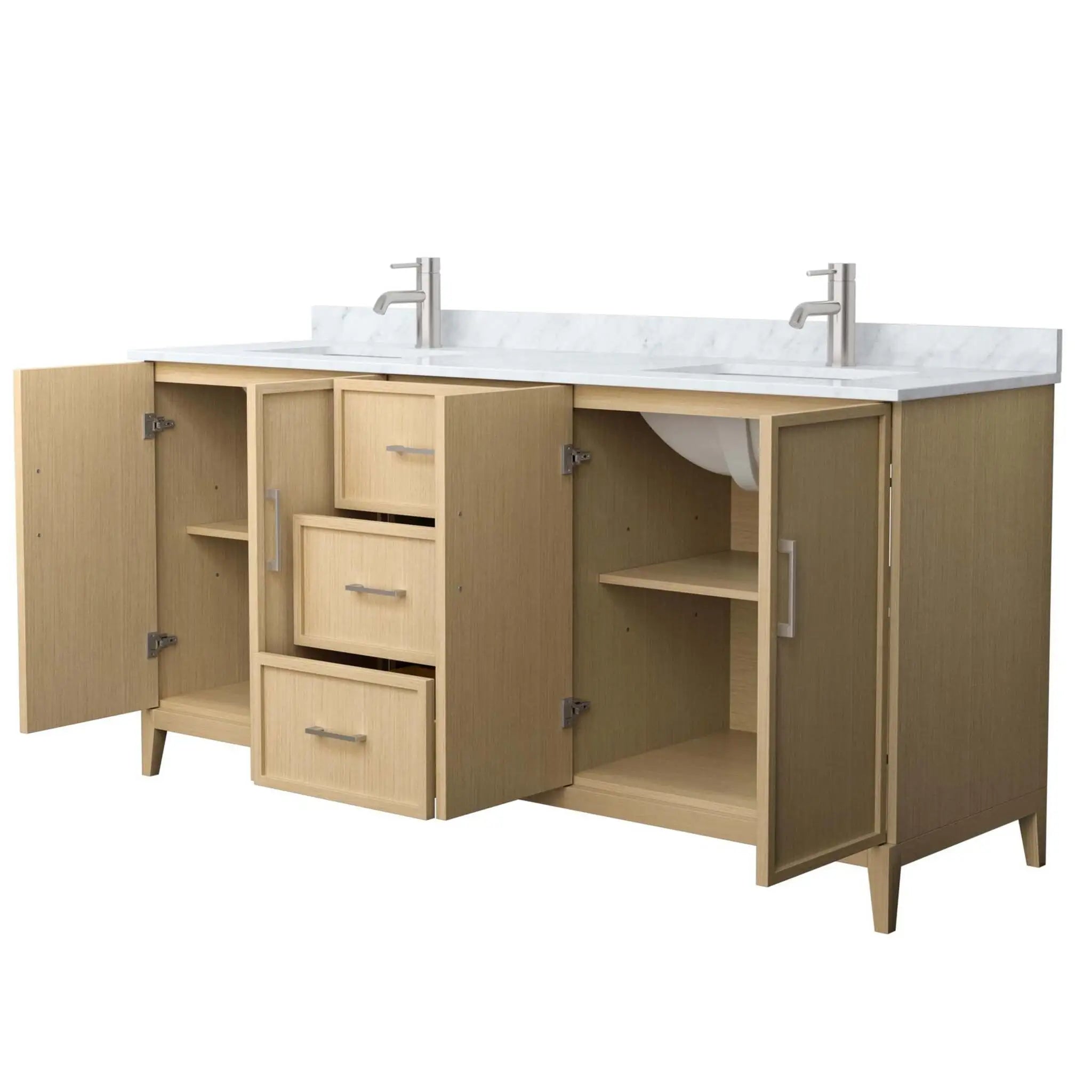 72" Elan Double Bathroom Vanity in White Oak with Brushed Nickel Trim by Wyndham