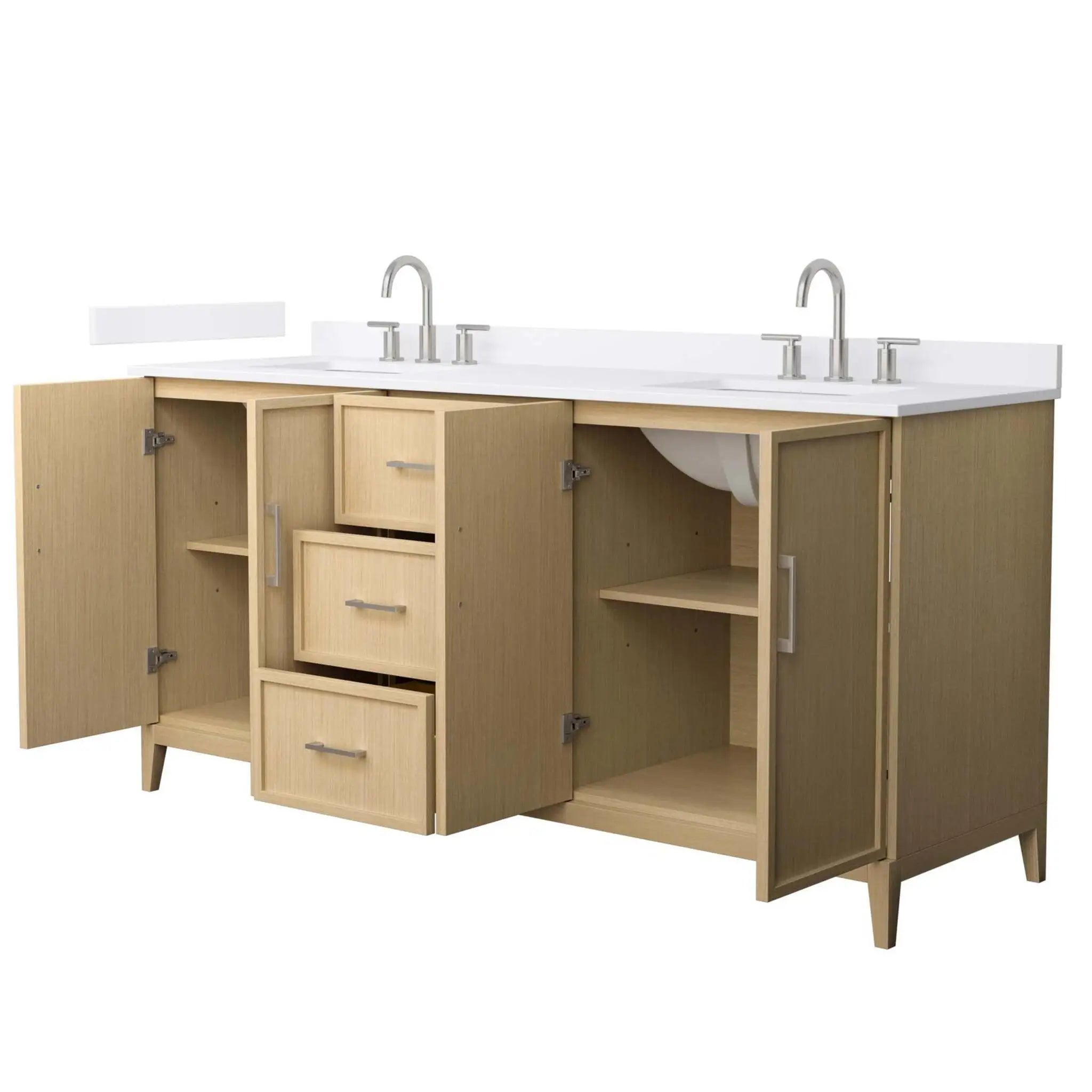 72" Elan Double Bathroom Vanity in White Oak with Brushed Nickel Trim by Wyndham
