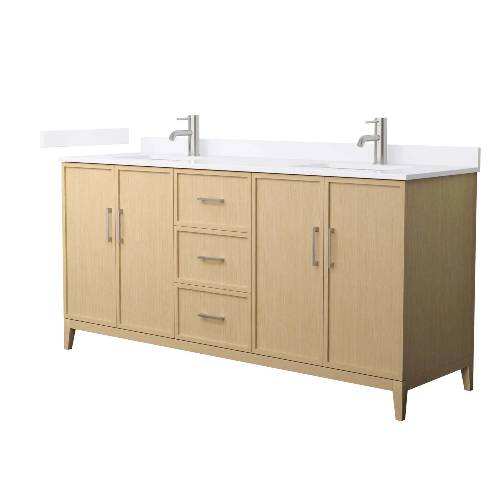 72" Elan Double Bathroom Vanity in White Oak with Brushed Nickel Trim by Wyndham