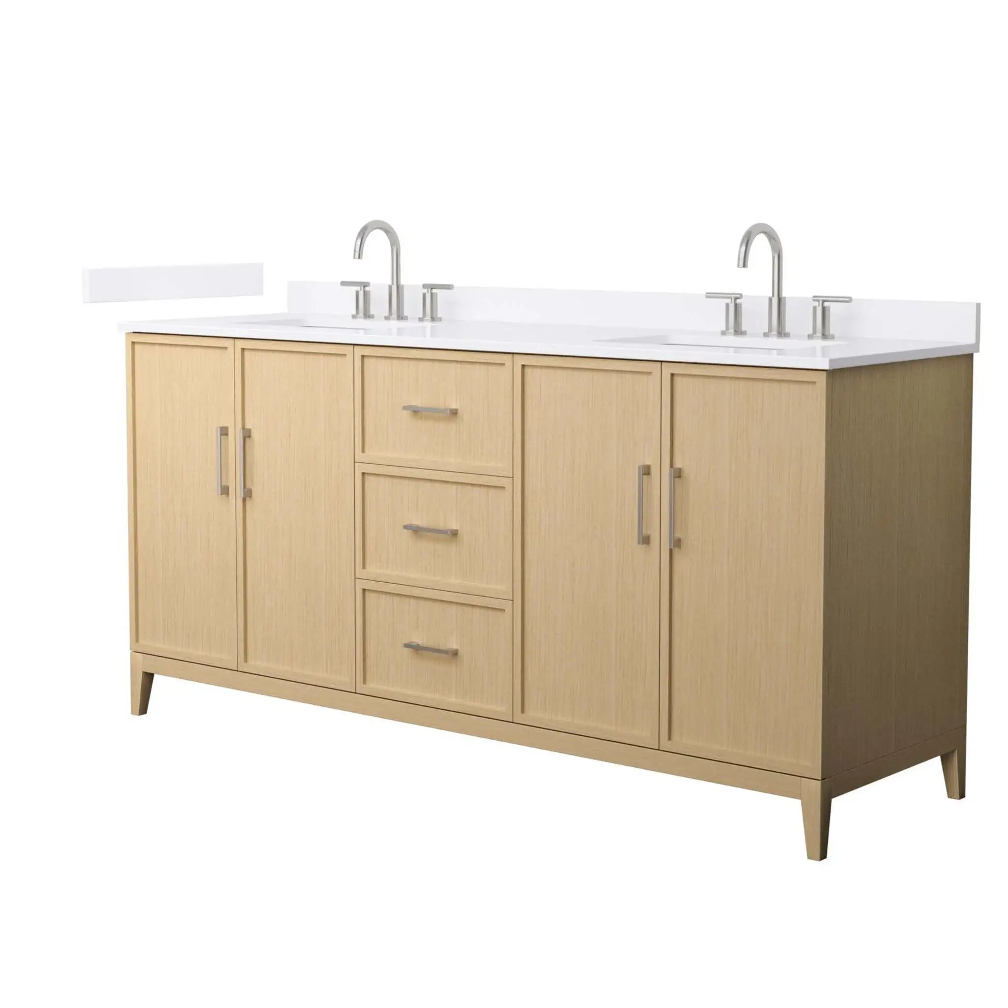 72" Elan Double Bathroom Vanity in White Oak with Brushed Nickel Trim by Wyndham